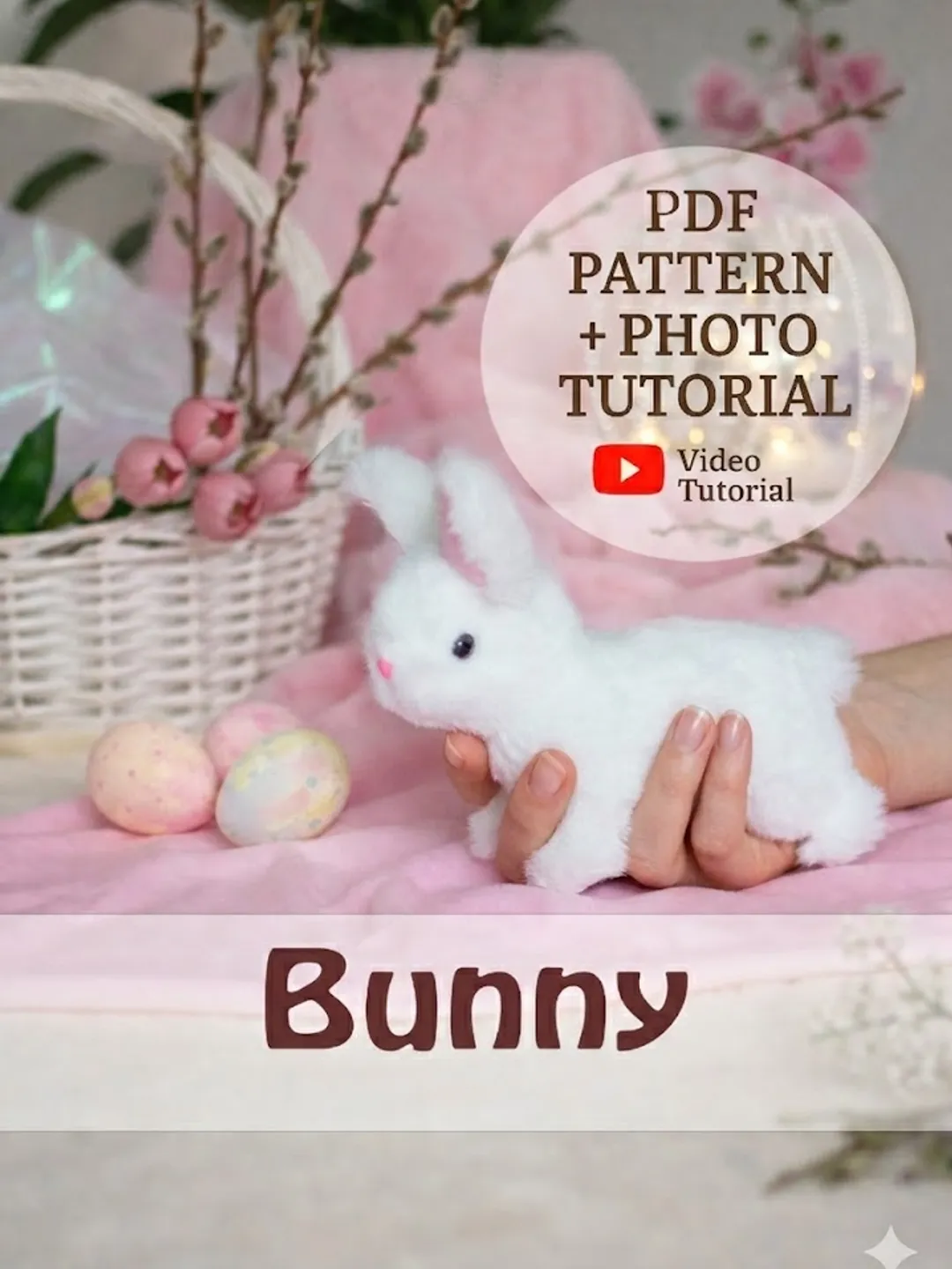 Plush Bunny Sewing Pattern, 17cm Easter Rabbit, PDF Pattern with YouTube Tutorial Beginner Friendly