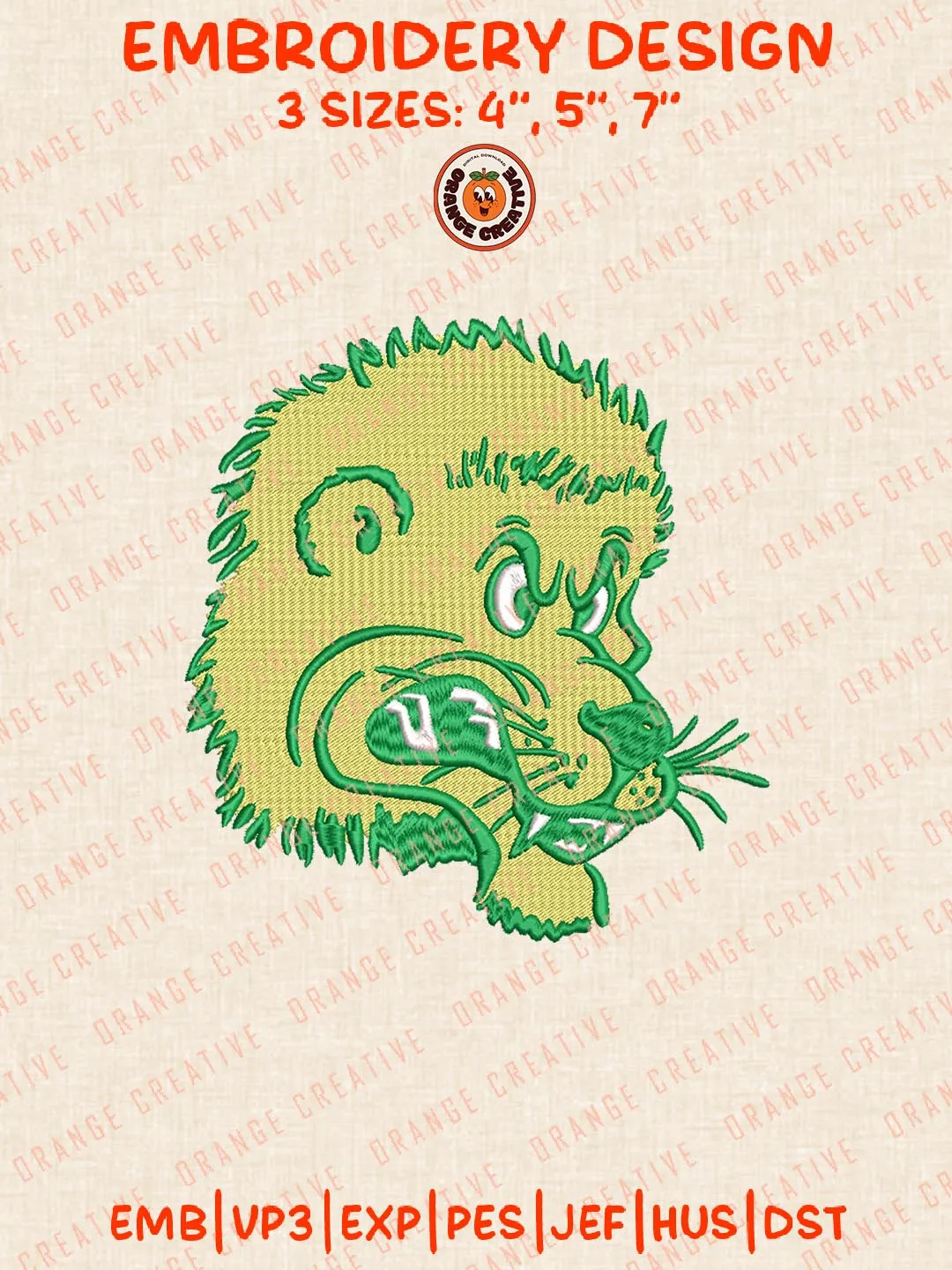SE Louisiana Lions Head Mascot Logo Embroidery Design Files, NCAA Logos Embroidery Designs, NCAA Machine Embroidery Files, 3 Sizes, Custom Sizes, Instant Download