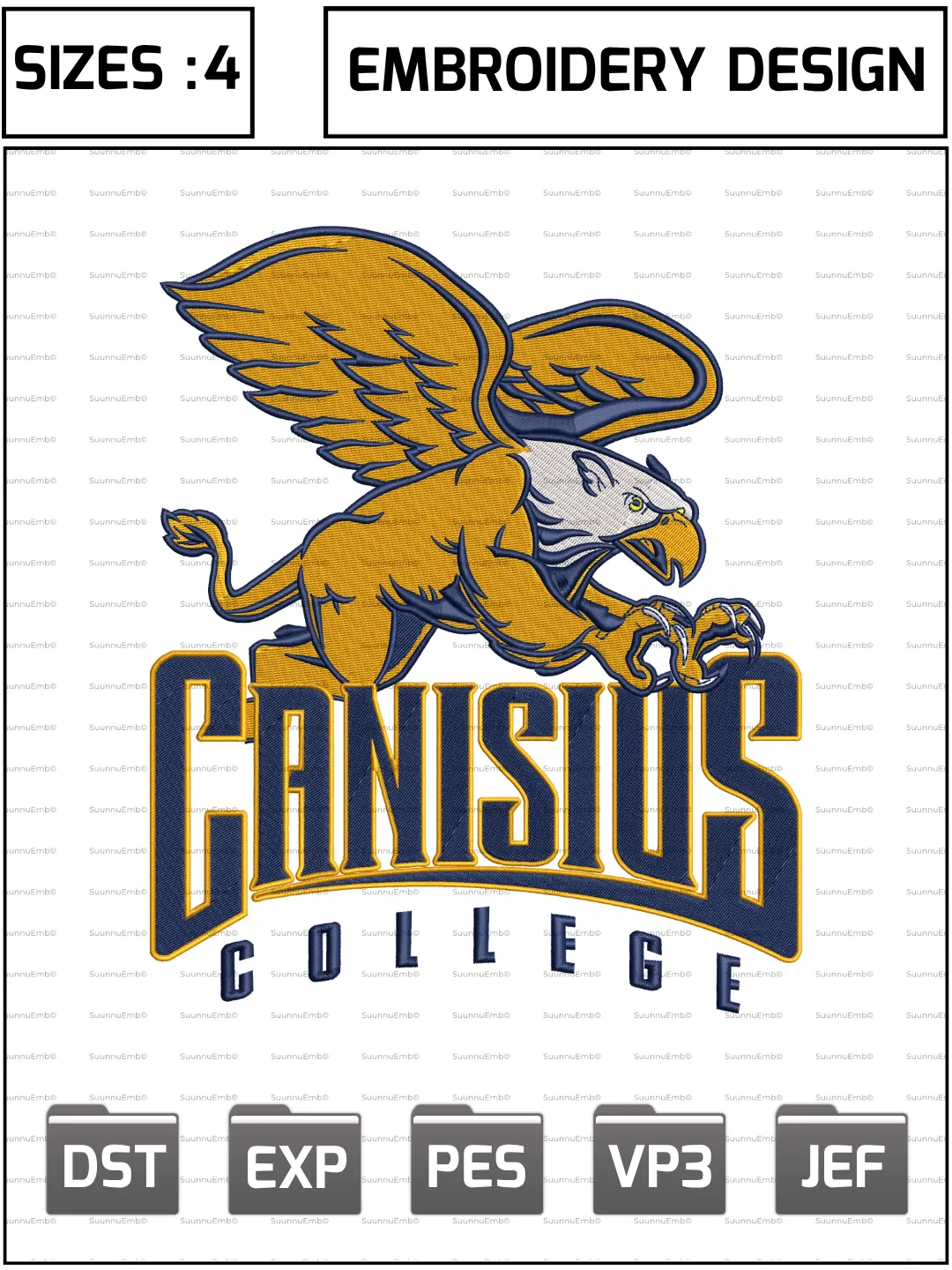 Canisius Golden Griffins Logos Embroidery Design,NCAA Logos Embroidery Design,NCAA Teams, Machine Embroidery Design File,4 Sizes, Digital Download