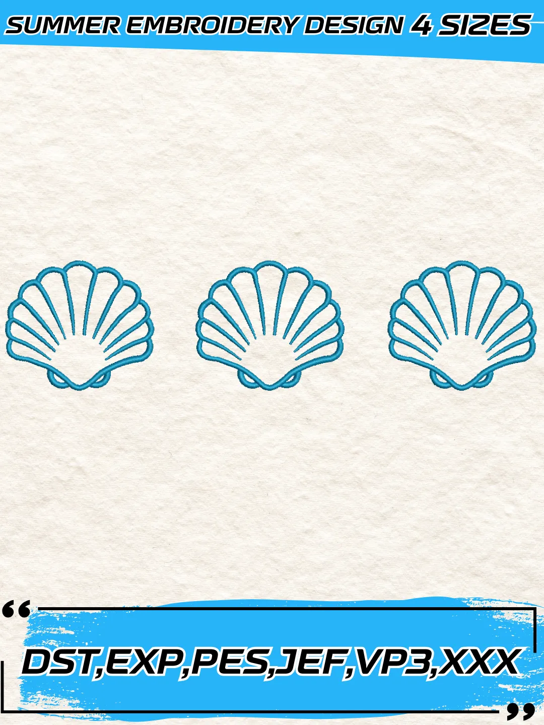 Sea Shells Embroidery Design,Summer Embroidery Design,Machine Embroidery Design File,4 Sizes, Digital Download_SUM09