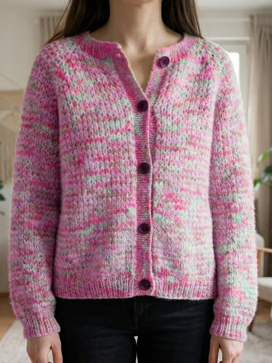 Chunky Knit Button Cardigan Pattern, Half Fisherman's Rib (PDF Pattern)