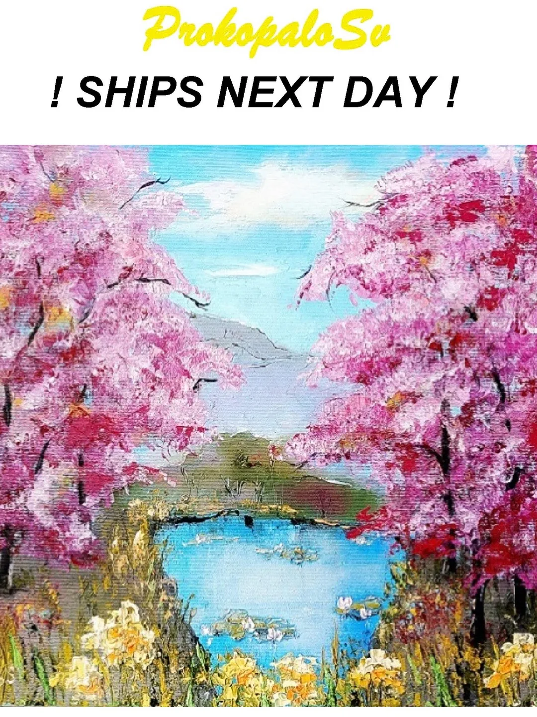 Sakura Painting Pink Blooming Original Art  16 x 20 impasto Oil Painting Japan Garden Painting Floral Wall Art Flower Oil Art Trees Artwork