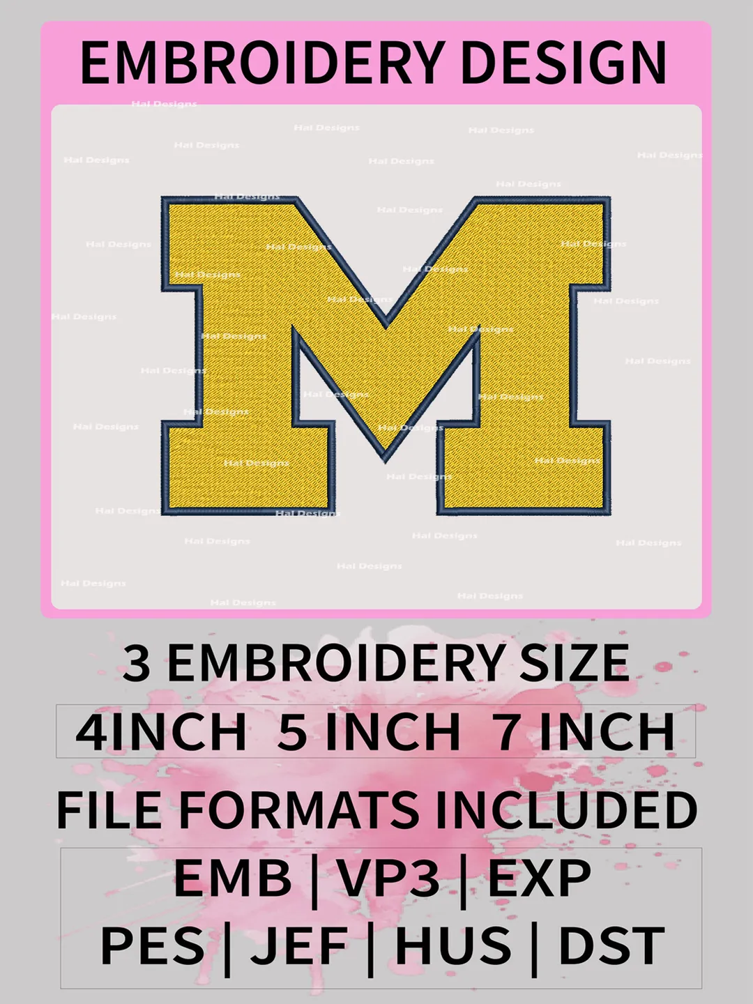 NCAA Michigan Wolverines Embroidery File, 3 Sizes, 6 Formats, NCAA Machine Embroidery Design, NCAA Logo, NCAA Teams