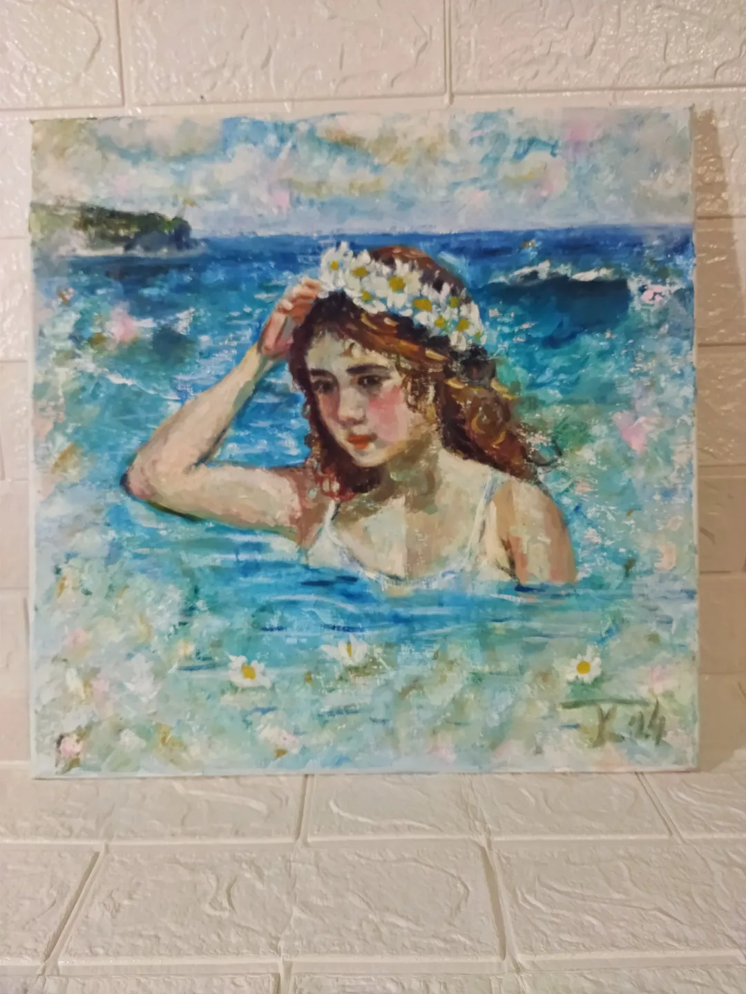 Oil painting on canvas Marine 40x40 cm