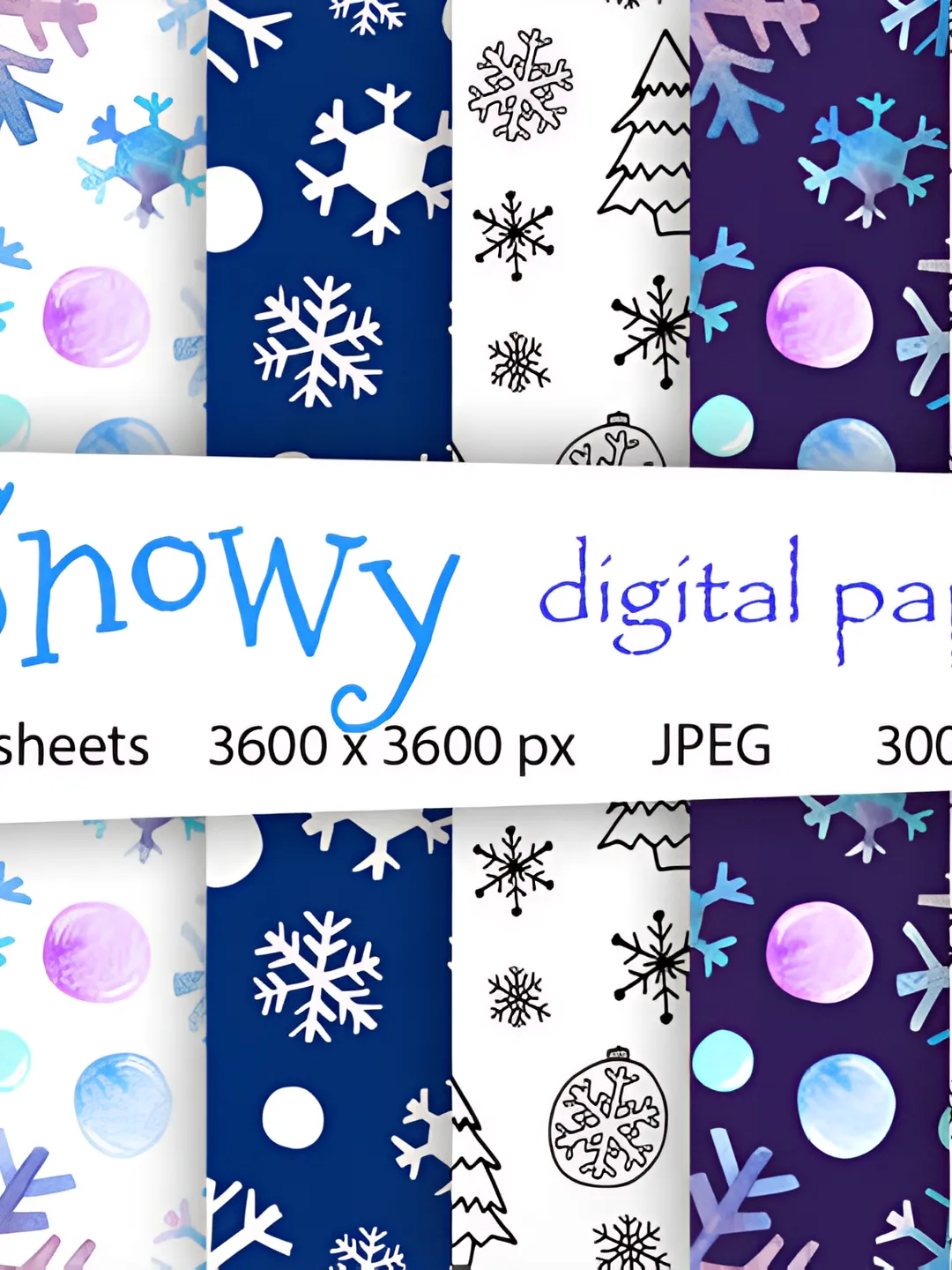 Winter Digital Paper, Winter Digital Paper Set, Snow Digital Paper ...