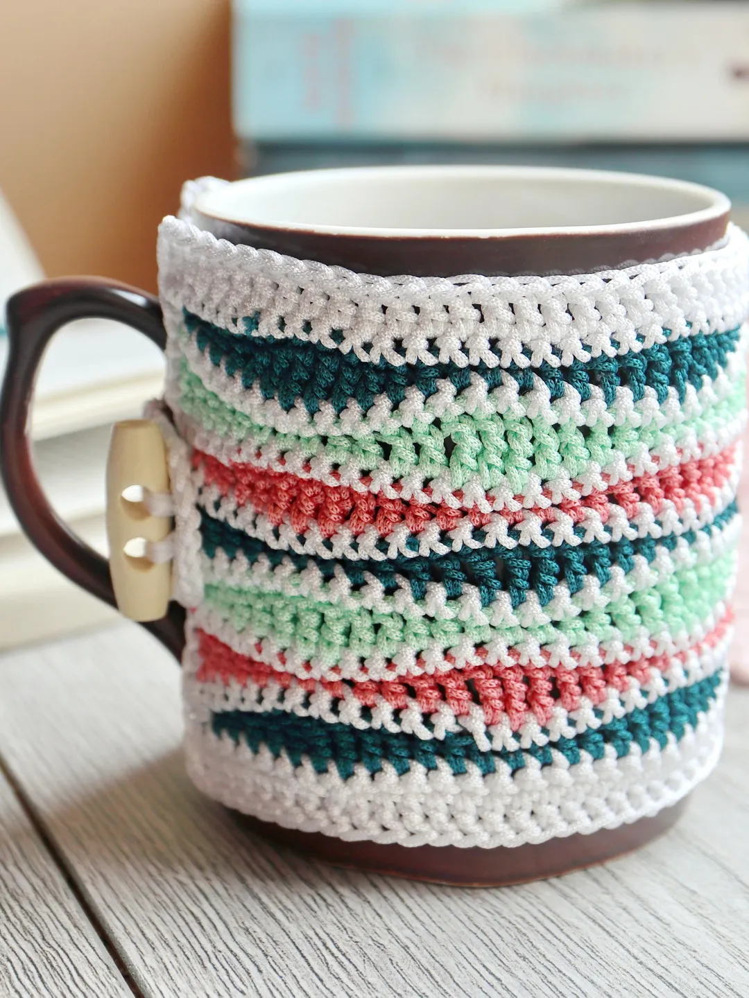 Colorful Wave Crochet Mug Cozy Pattern PDF, Slow Life Lover Gift, Riviera Style Mug Wrap
