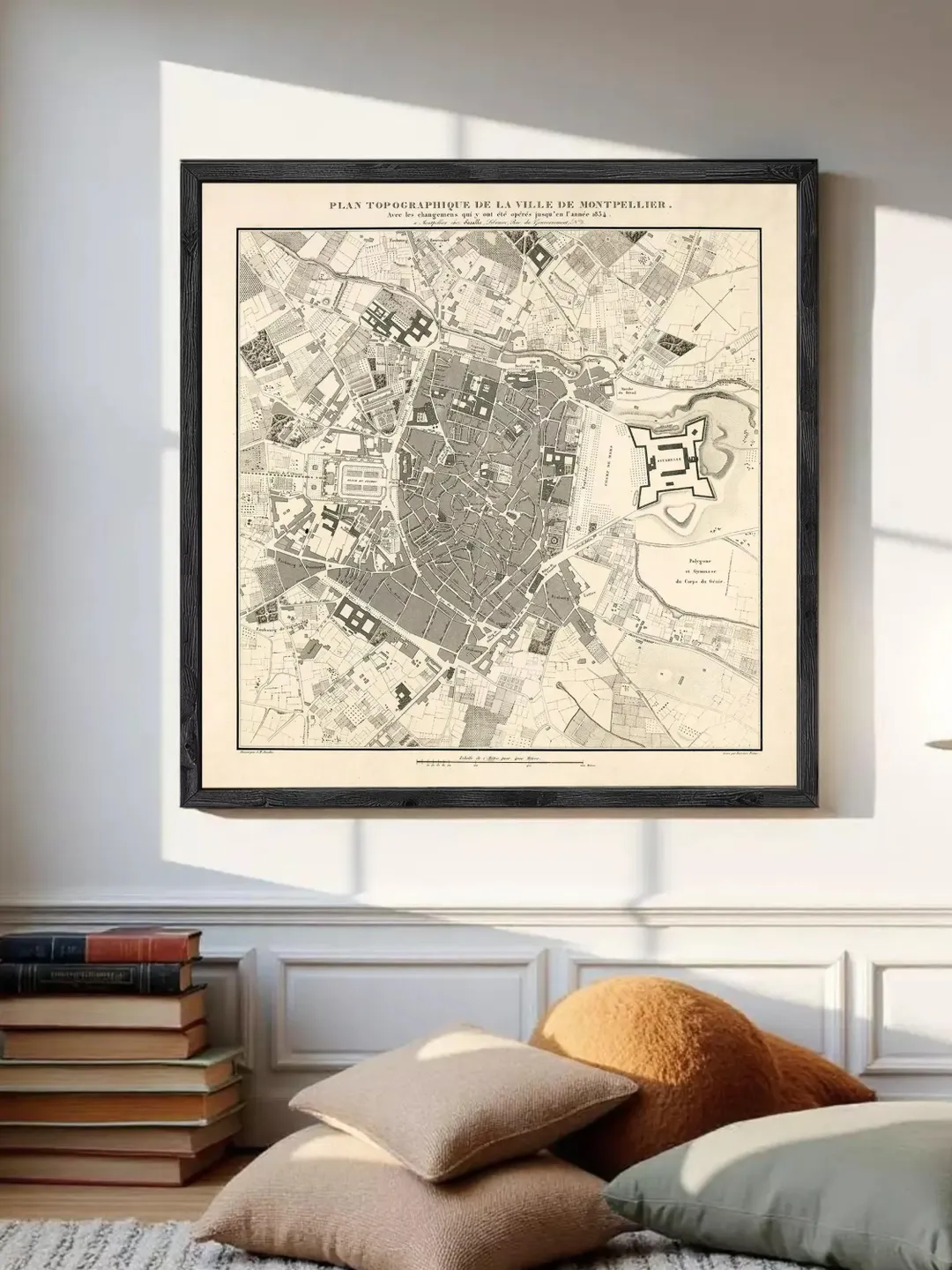 Montpellier France Map Print | 1834 Vintage Wall Art