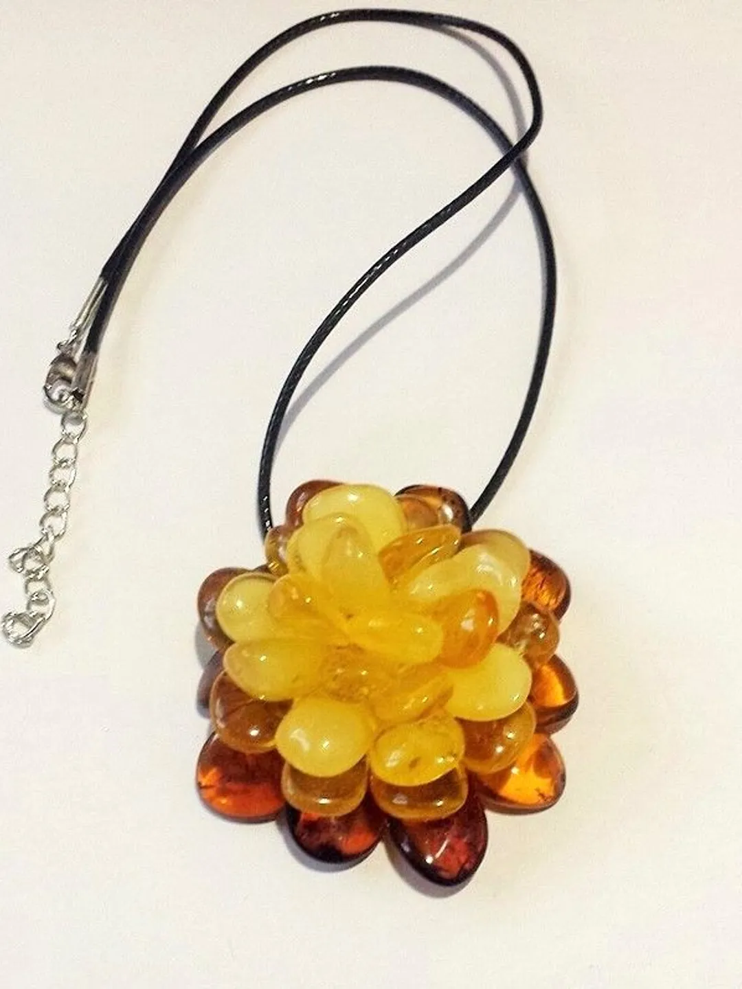 Flower pendant necklace Mother's Day, Christmas gift women girlfriend 
Flower jewelry Natural stone Baltic amber Summer Autumn Yellow Orange Jewelry pendant and brooch Boho Elegant