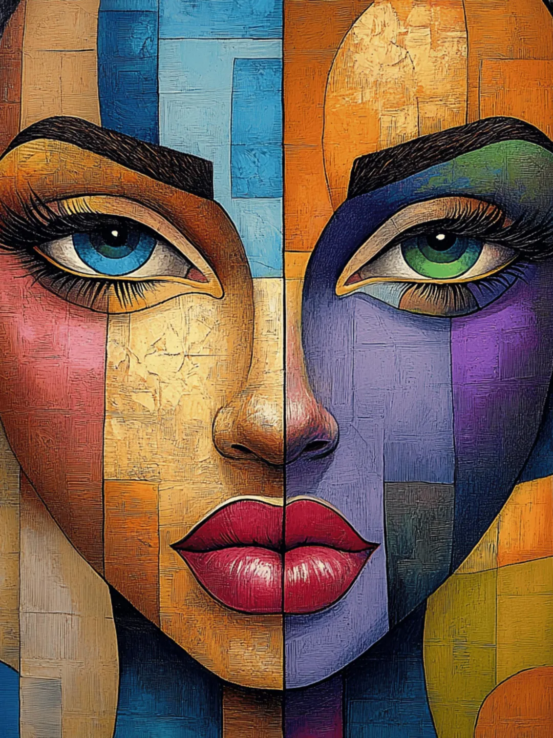 12 Colorful Cubist Abstract Portrait Poster, Modern Art Home Decor ...