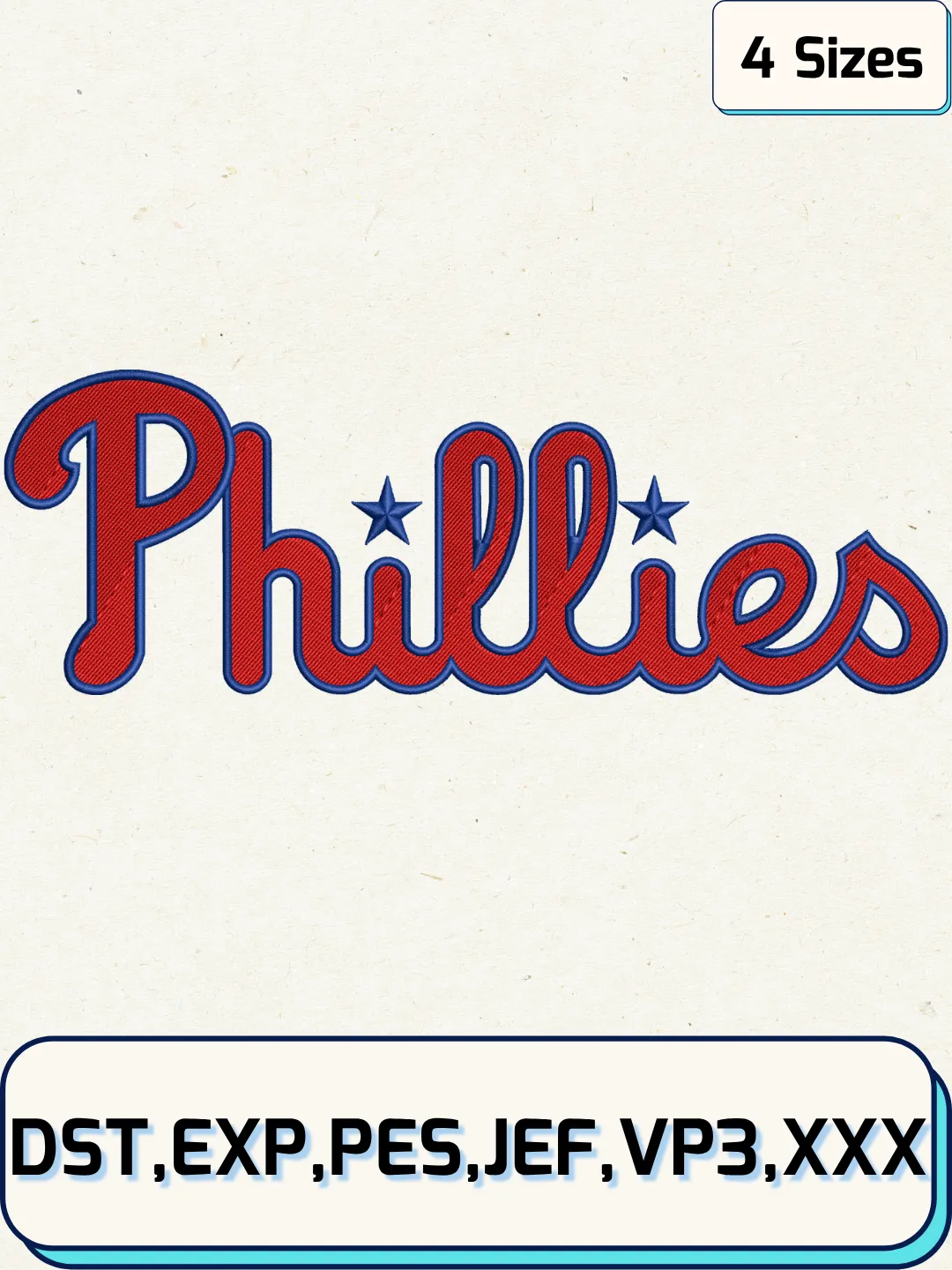 Philadelphia Baseball Embroidery Design – Machine Embroidery File-  4 Sizes