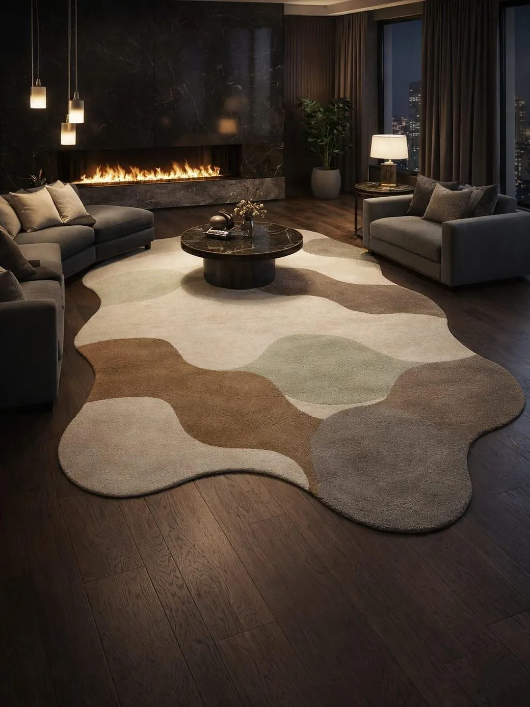 Hand Tufted Wool Area Rug – Modern Abstract Geometric Design