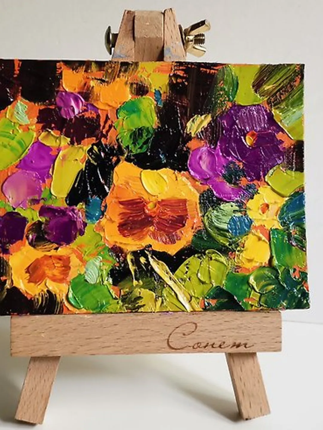 Pansy Painting Floral Art Original Art Oil Painting Flower Artwork