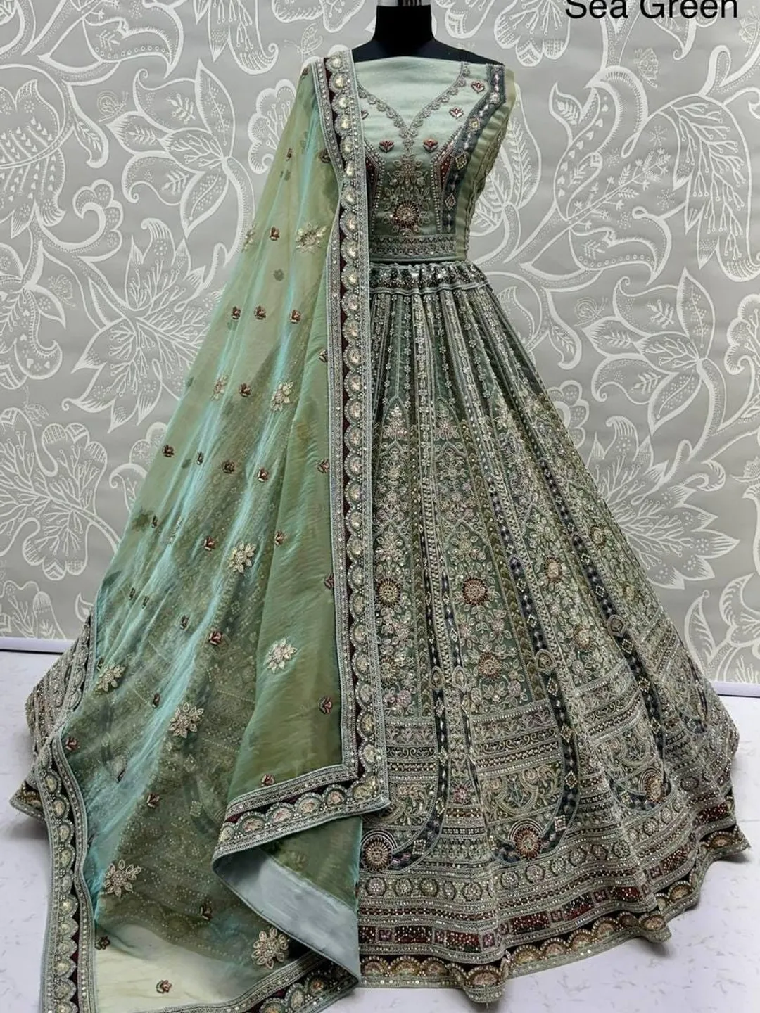 green indian bridal dresses Sea Lehenga Choli with Heavy Embroidery Wedding Lehenga Set Designer Lehenga with Dupatta Reception Party Wear Outfit wedding dark green bridal lehenga