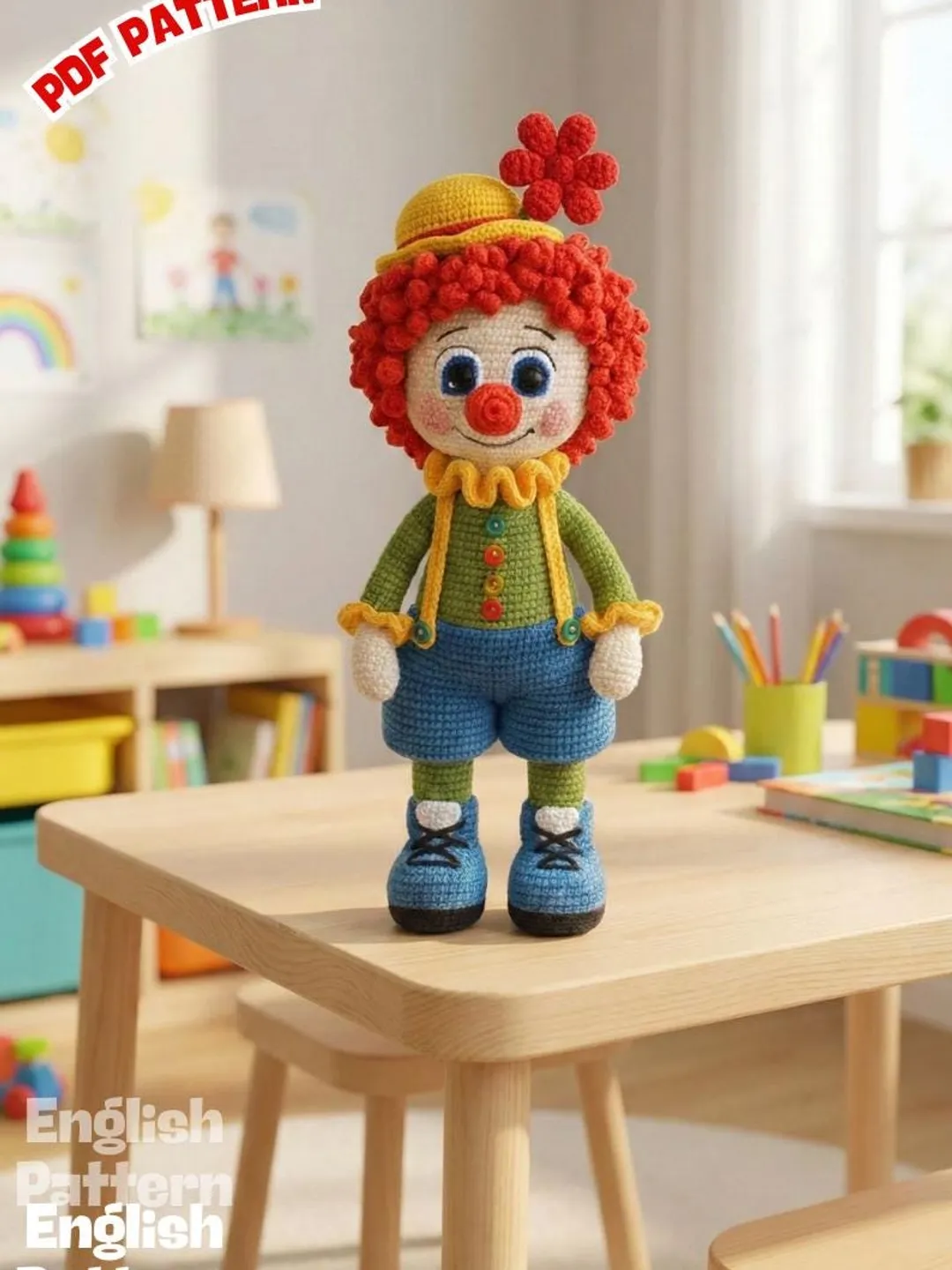 Clown Amigurumi Crochet Pattern, Amigurumi Crochet Pattern, Crochet Clown Toy Pattern, Handmade PDF Crochet Pattern, DIY Gift Idea,English