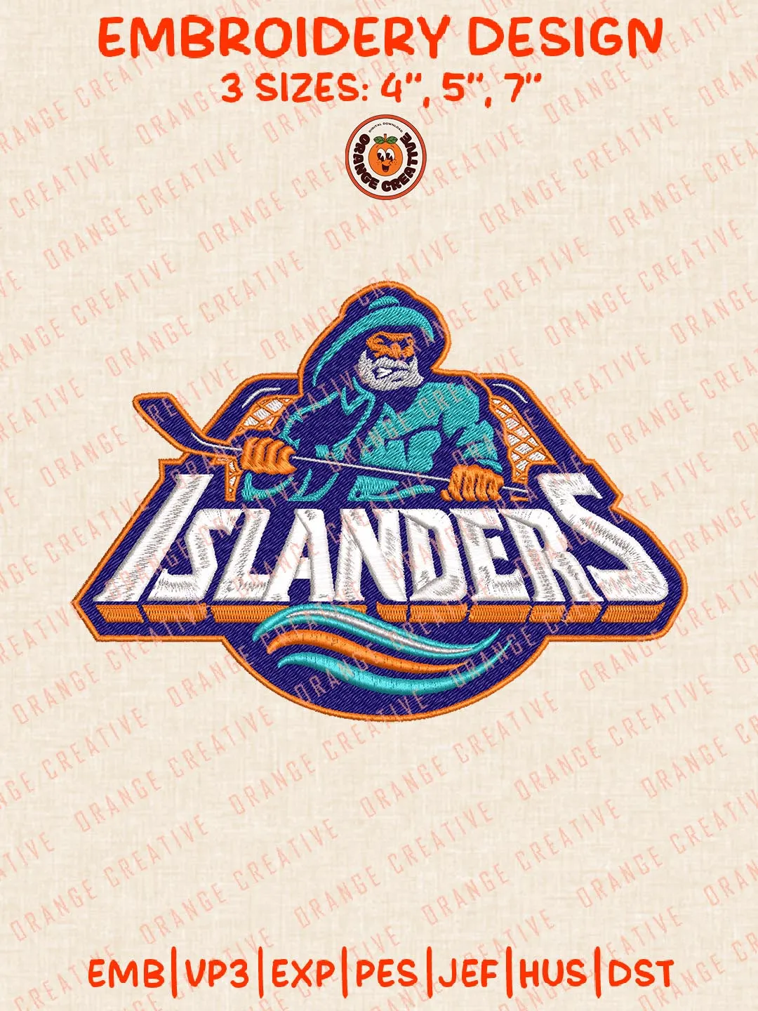 NHL Islanders Logos Embroidery Designs, NHL New York Islanders Team Logo Embroidery Files, Machine Embroidery Design File, 4 Sizes, Custom Size, Digital Download