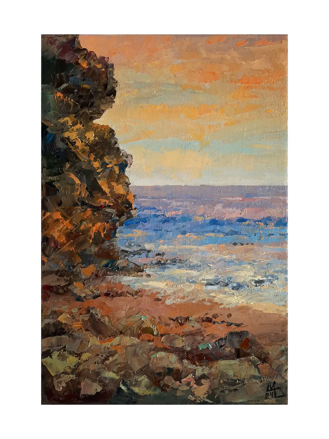 Golden Cliff Painting 12x8