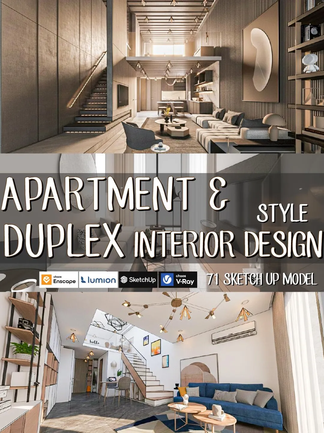 SketchUp Apartment & Duplex Models – 71+ Modern Residential Interiors ...