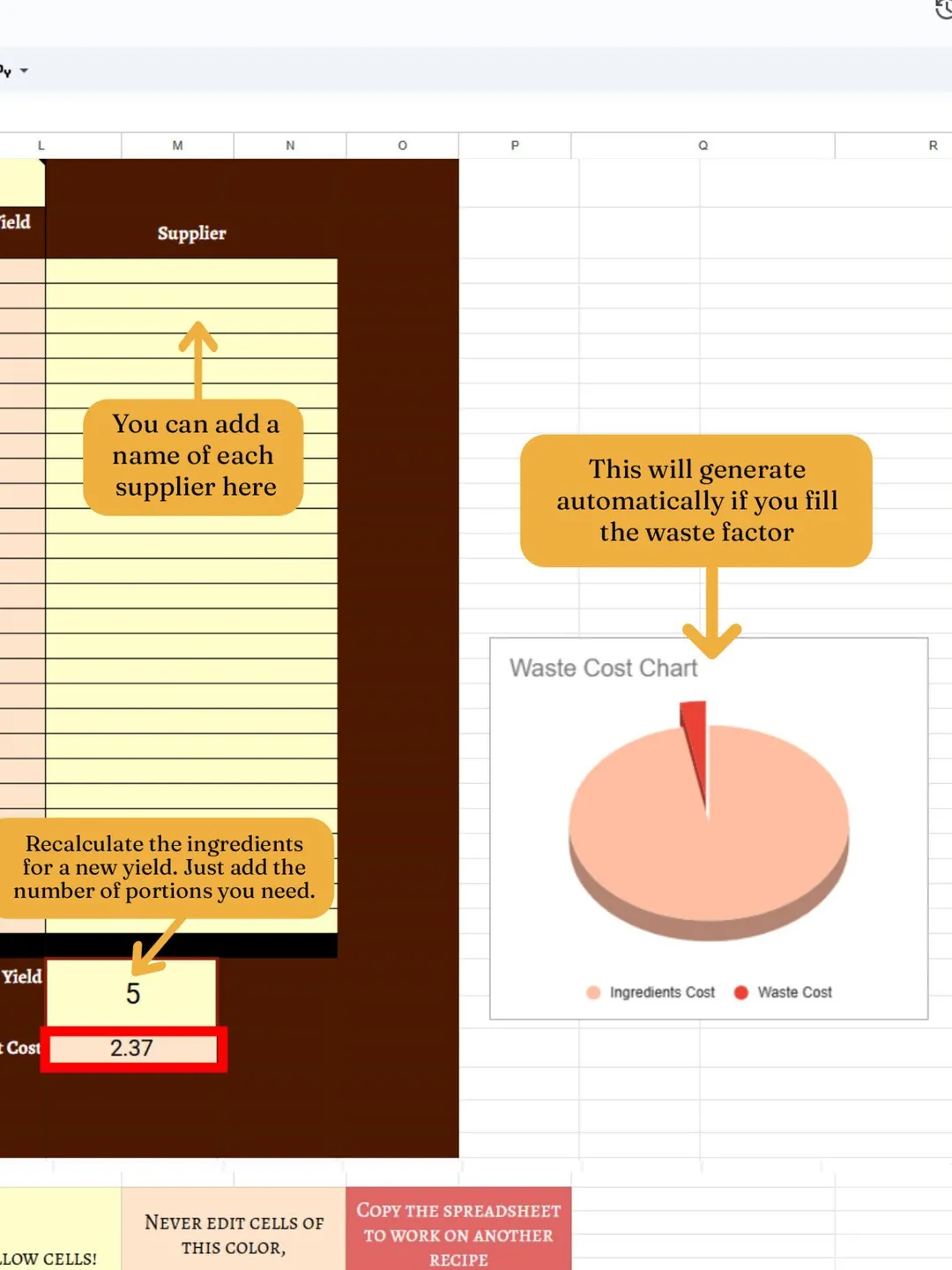 Bakery Cost Calculator: Recipe Pricing Spreadsheet (Google Sheets ...