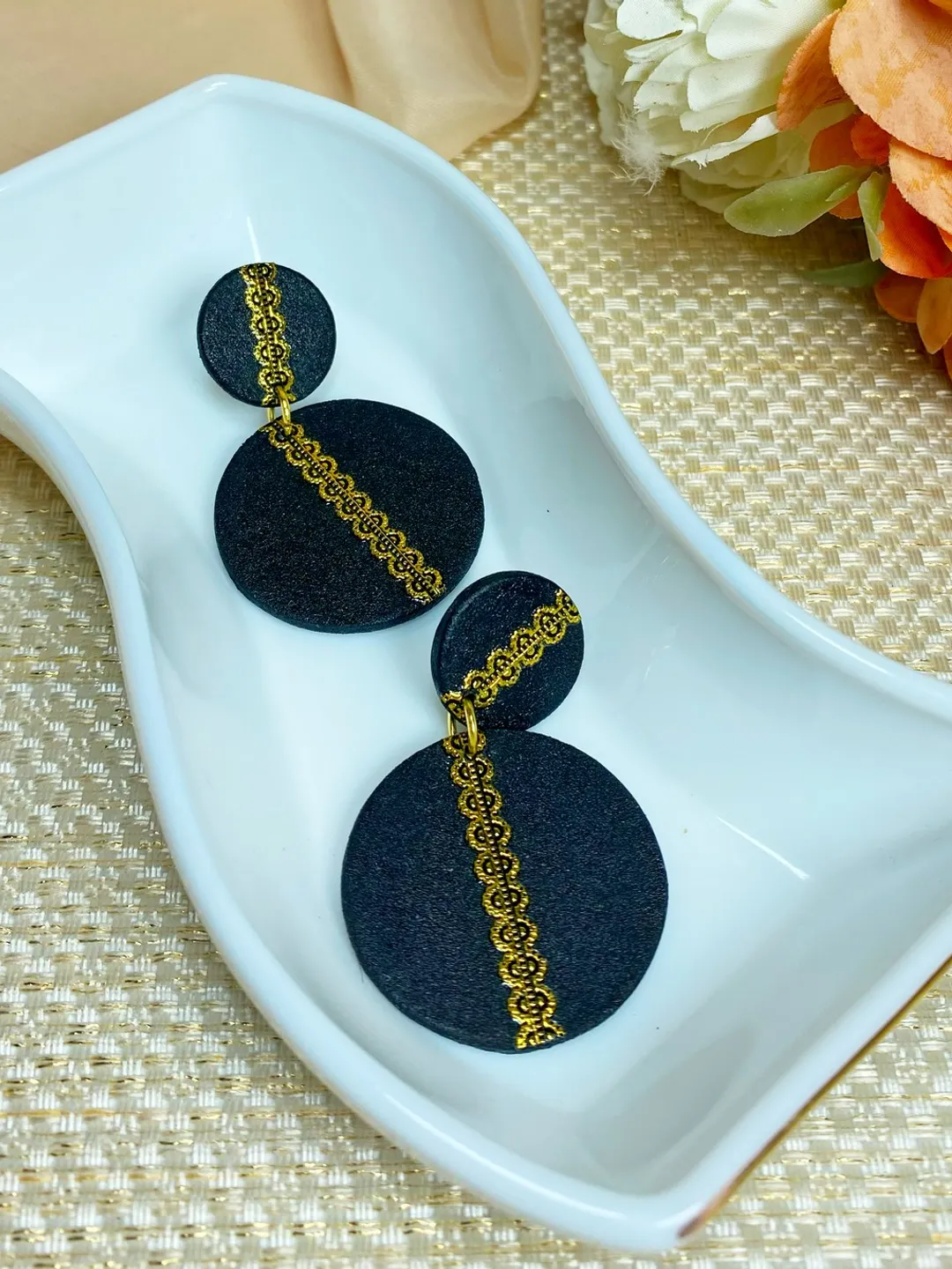 Handmade matte black earrings.Handmade jewelry. Designer earrings.