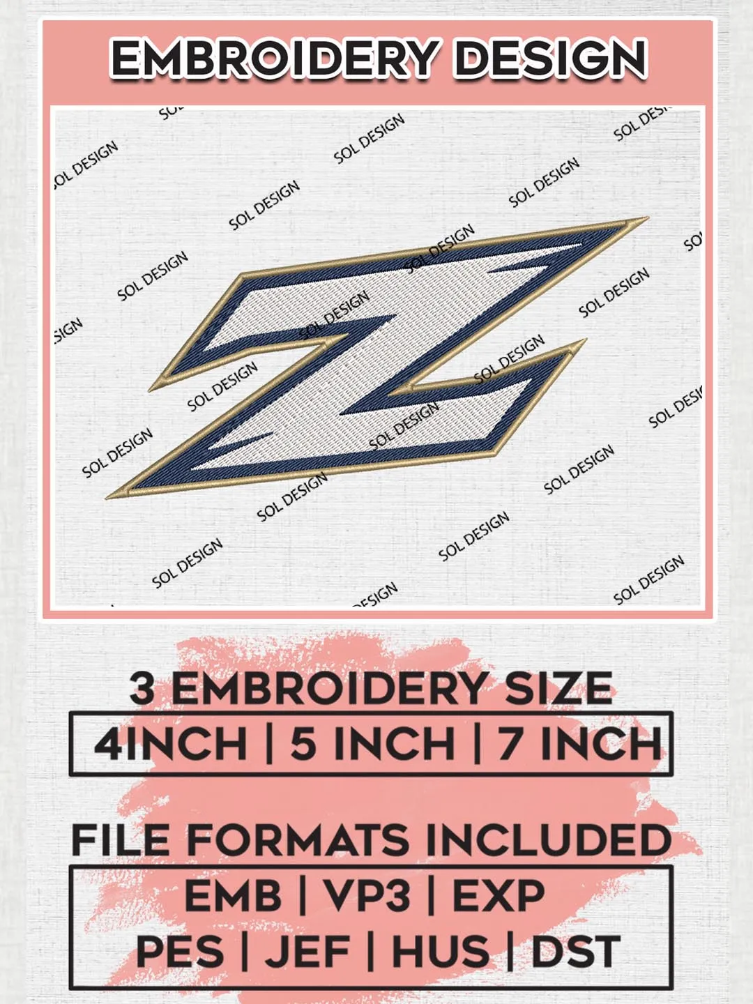 NCAA Zips Team Logo Machine Embroidery Design, NCAA Akron Zips Team Design Design files, NCAA Team Embroidery Designs, NCAA Machine Embroidery Designs, Digital Download