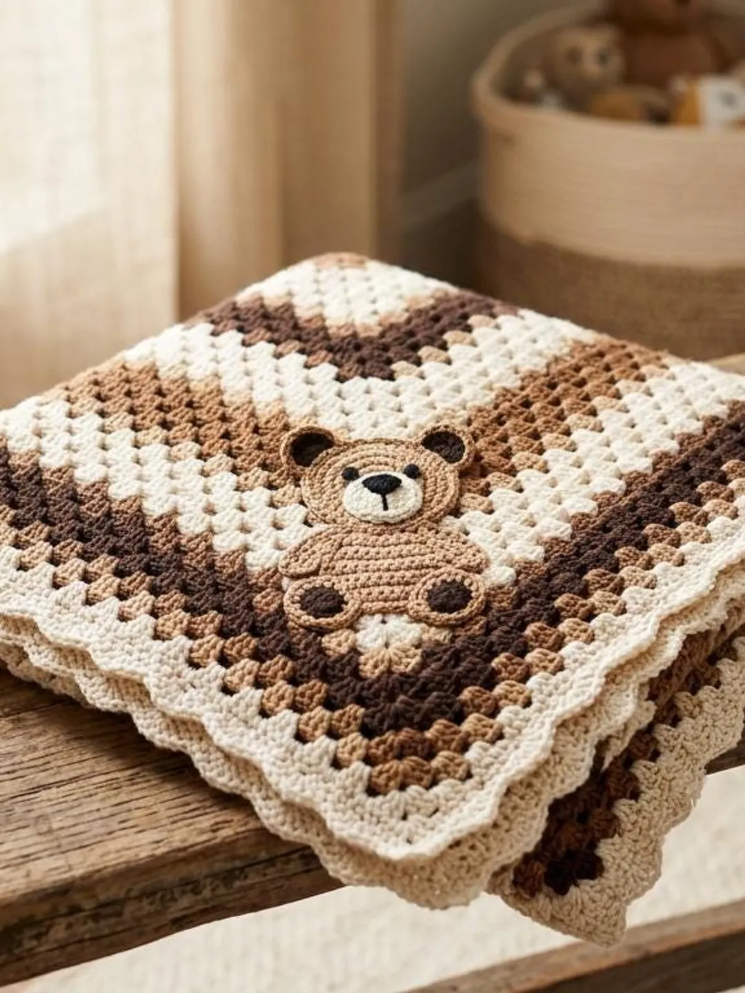 Bear Crochet Blanket Pattern, Teddy Bear Granny Square Baby Blanket PDF, Crochet Baby Blanket Pattern, Easy Crochet Pattern Download