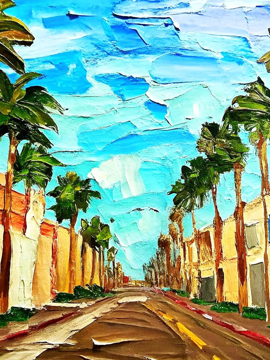 Los Angeles Painting Street Original Art Impasto Scene Sunset Boulevard Impressionist Oil Painting Palm Trees Car Cityscape Art Gift