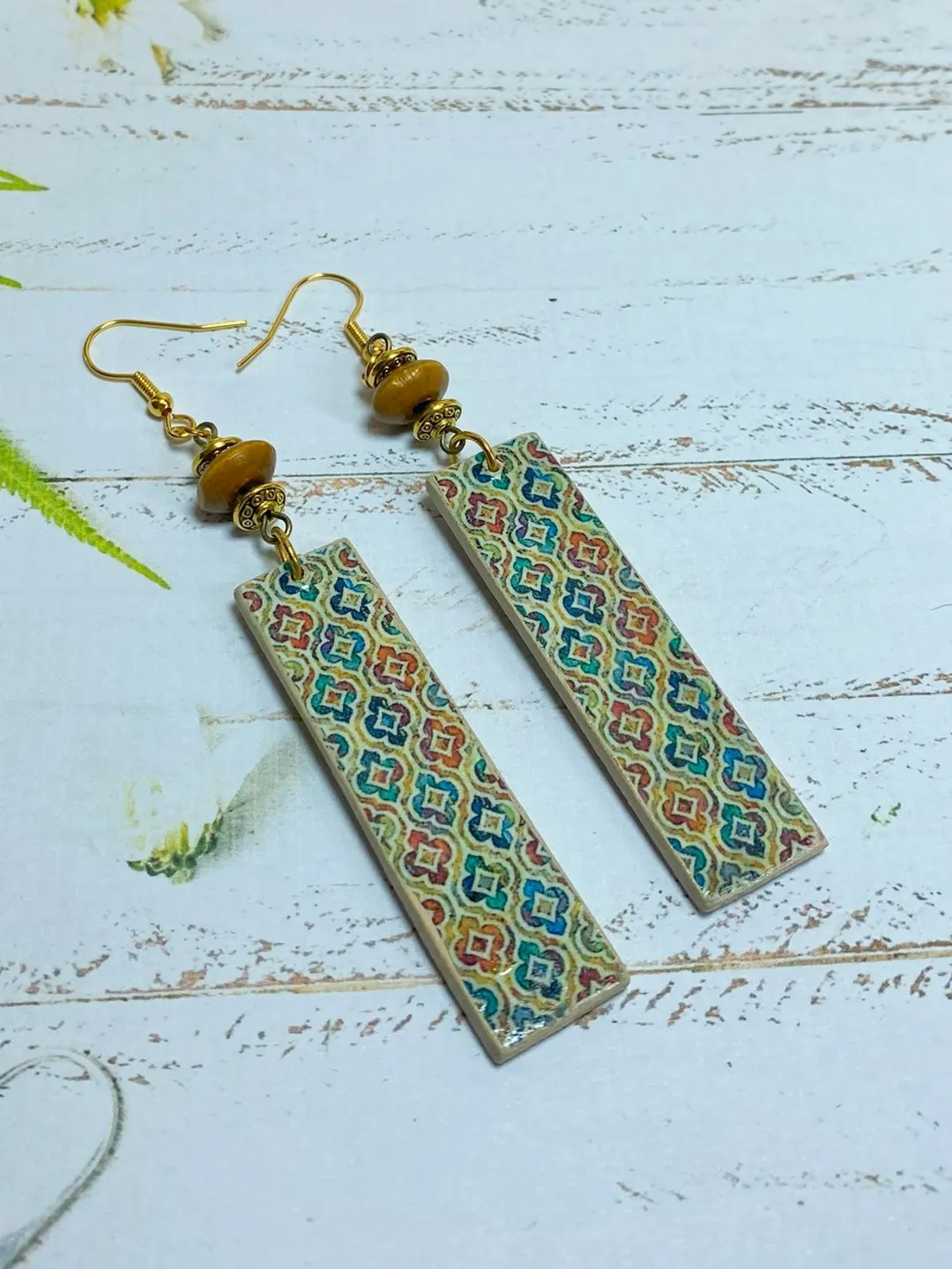 Handmade earrings. Individual design. Wooden earrings.