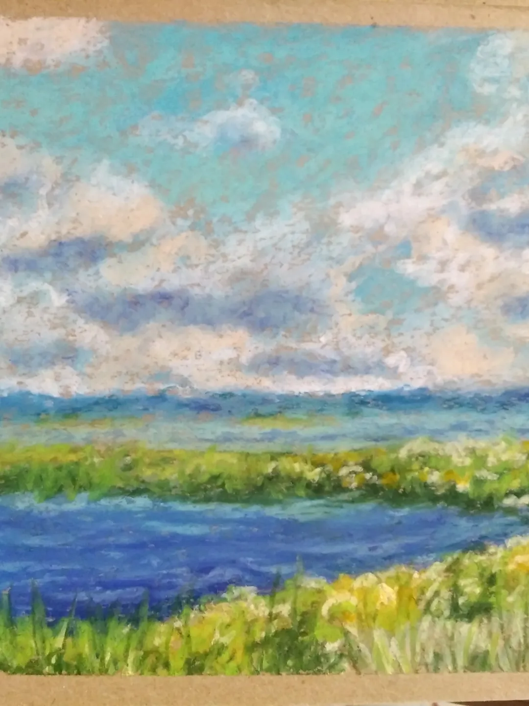 Oil painting in pastel. River