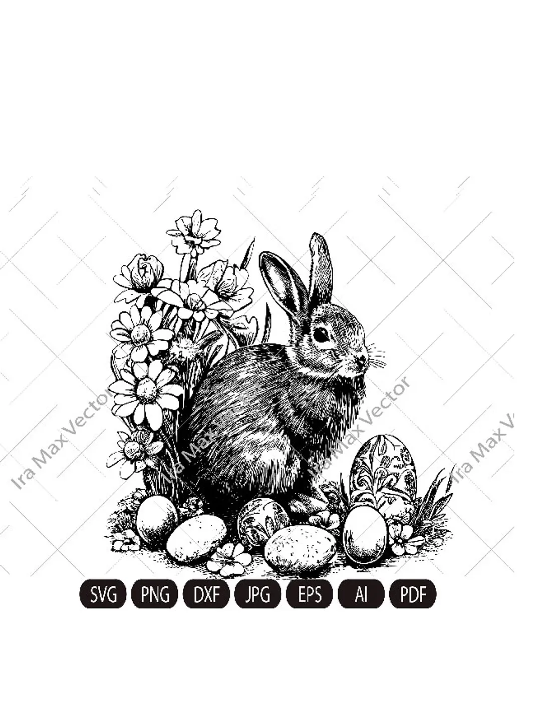 Floral Bunny SVG, Easter Bunny SVG, Happy Easter svg, Spring svg, Rabbit SVG Cut file, Flower Bunny svg, Animal Face svg,
