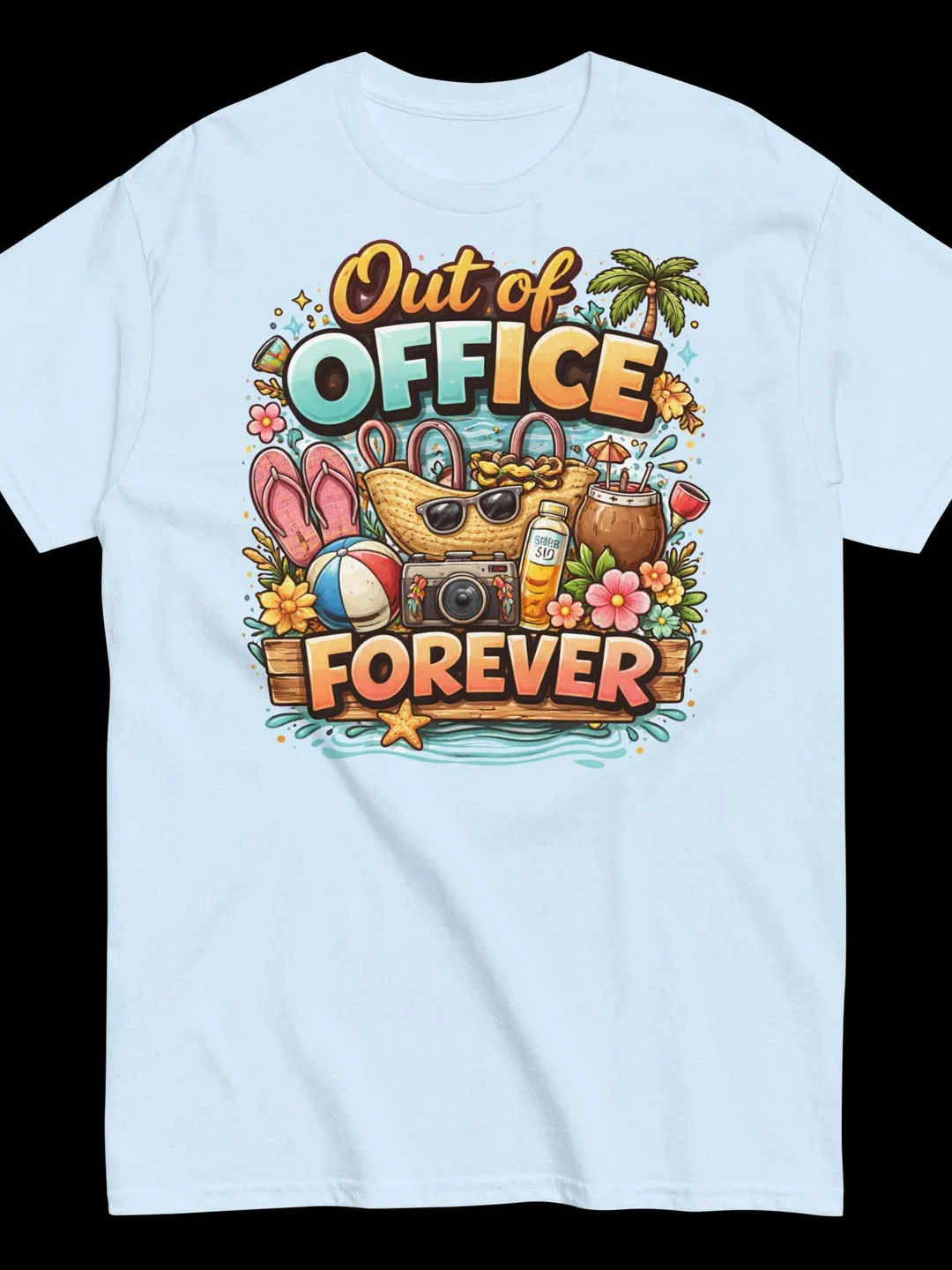 Vintage Retirement Shirt, Retro Tropical Summer Vacation Tee, Out of Office Forever Beach Trip T-Shirt, Gift for Retiree, Travel Lover Top