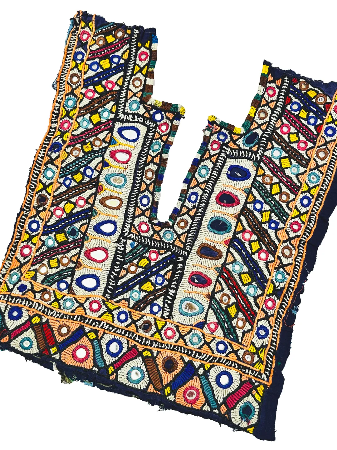 Fully Mirror Work Kutchi Banjara Afghani Handmade Embroidered Yoke Patch For Boho Hippie Dresses And Crafts.