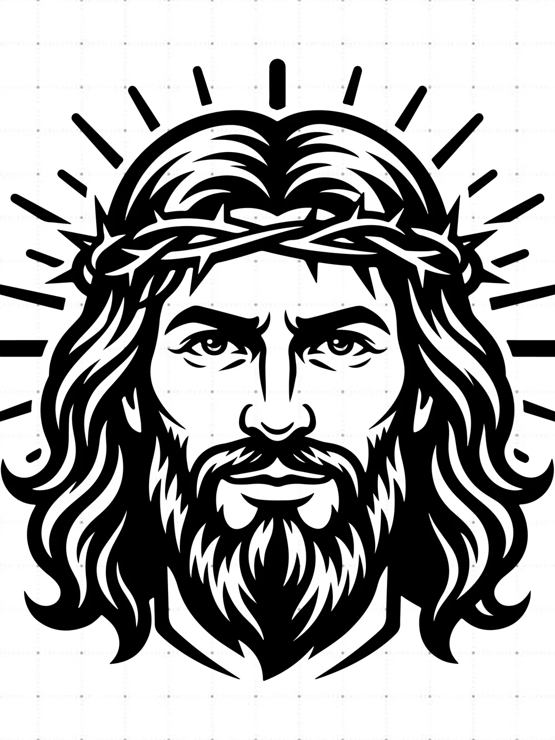 Jesus Christ Crown Of Thorns SVG, Jesus Face SVG, Christian Faith Silhouette Cut File, Holy Jesus Head Vector, Religious T-Shirt Design, Savior Graphic for Cricut Silhouette