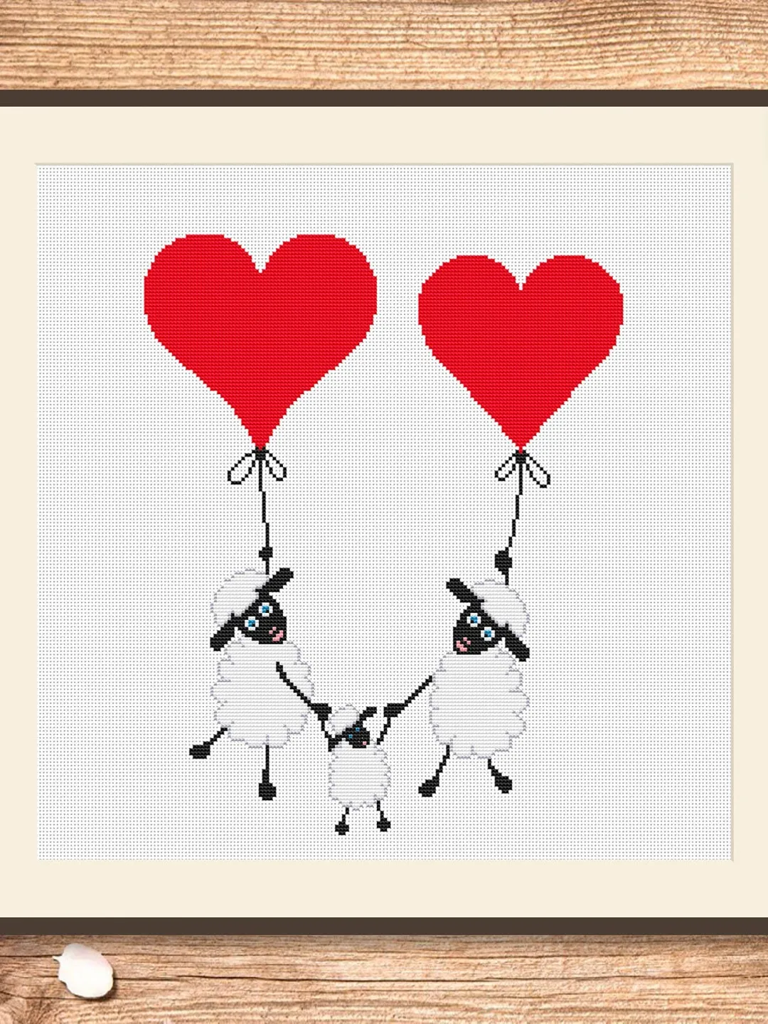 Sheeps in Love Cross Stitch Pattern, Sheep Cross Stitch