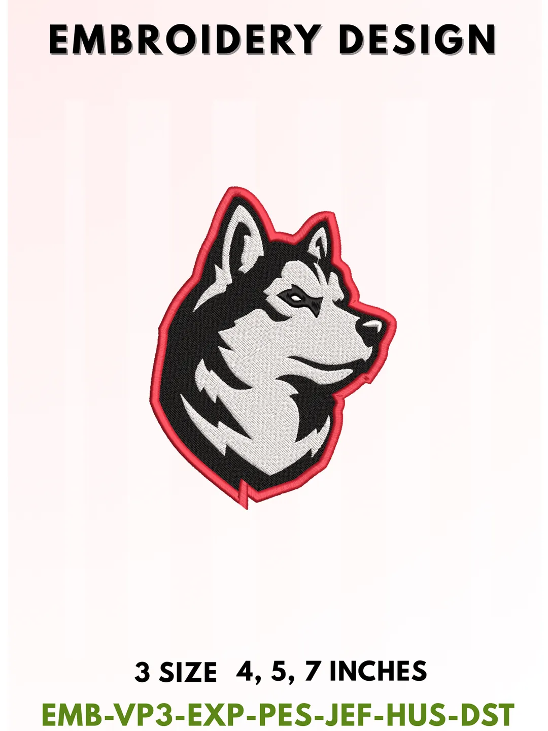 Husky Football Embroidery Design, College Sports Embroidery Files, Sports Machine Embroidery Files, 3 Sizes, Instant Download