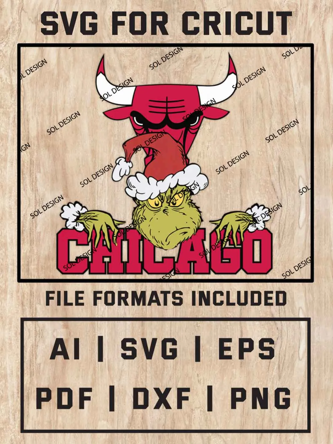 Grinch Chicago Bulls SVG, NBA SVG Design, NBA Chicago Bulls SVG, NBA Bulls Cricut, Christmas Svg, Grinch svg, Digital Download