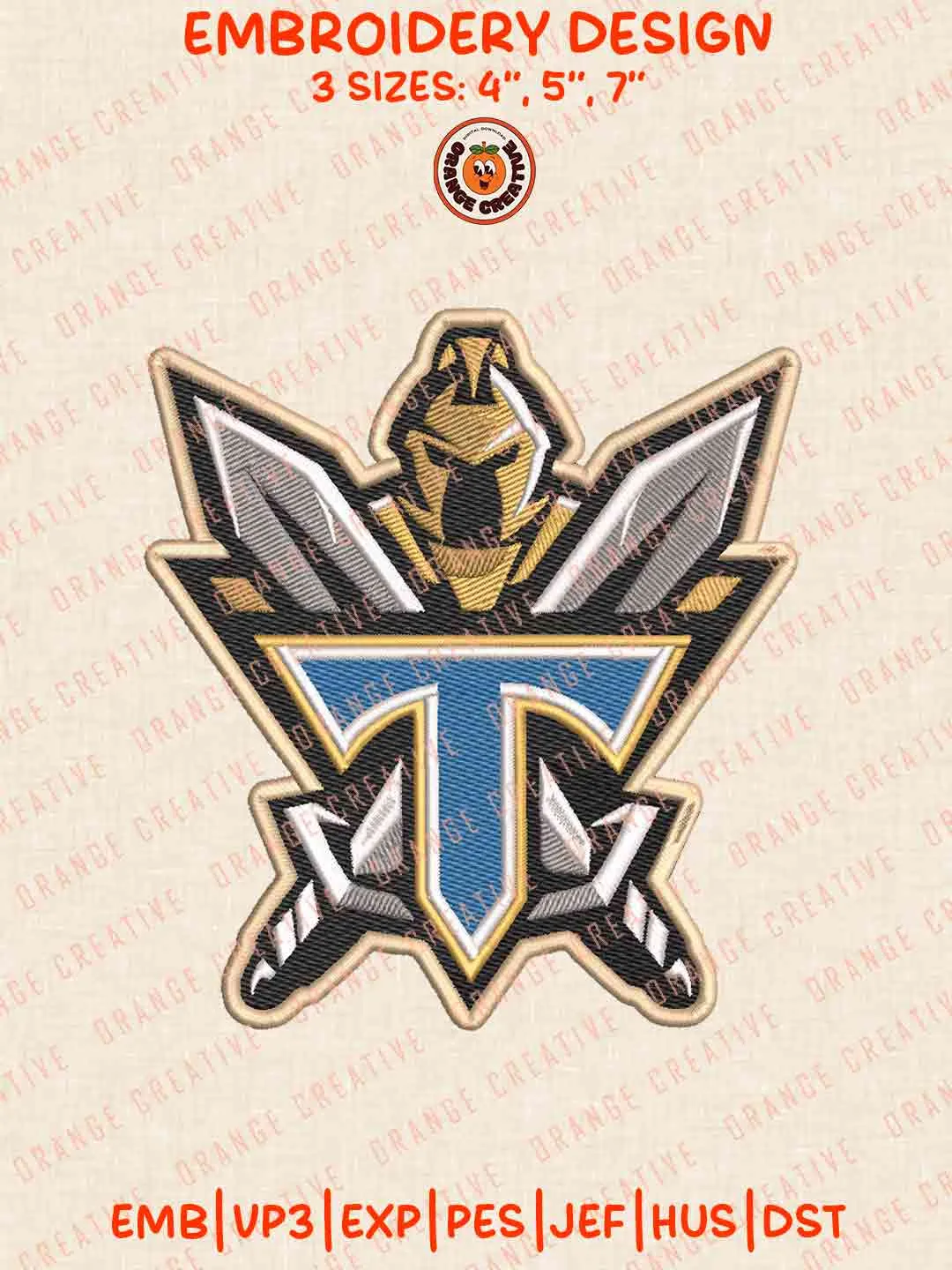 NRL Gold Coast Titans Logos Embroidery Design, NRL Team Machine Embroidery Digitized Pes File, 4 Sizes, Custom Size, Instant Download