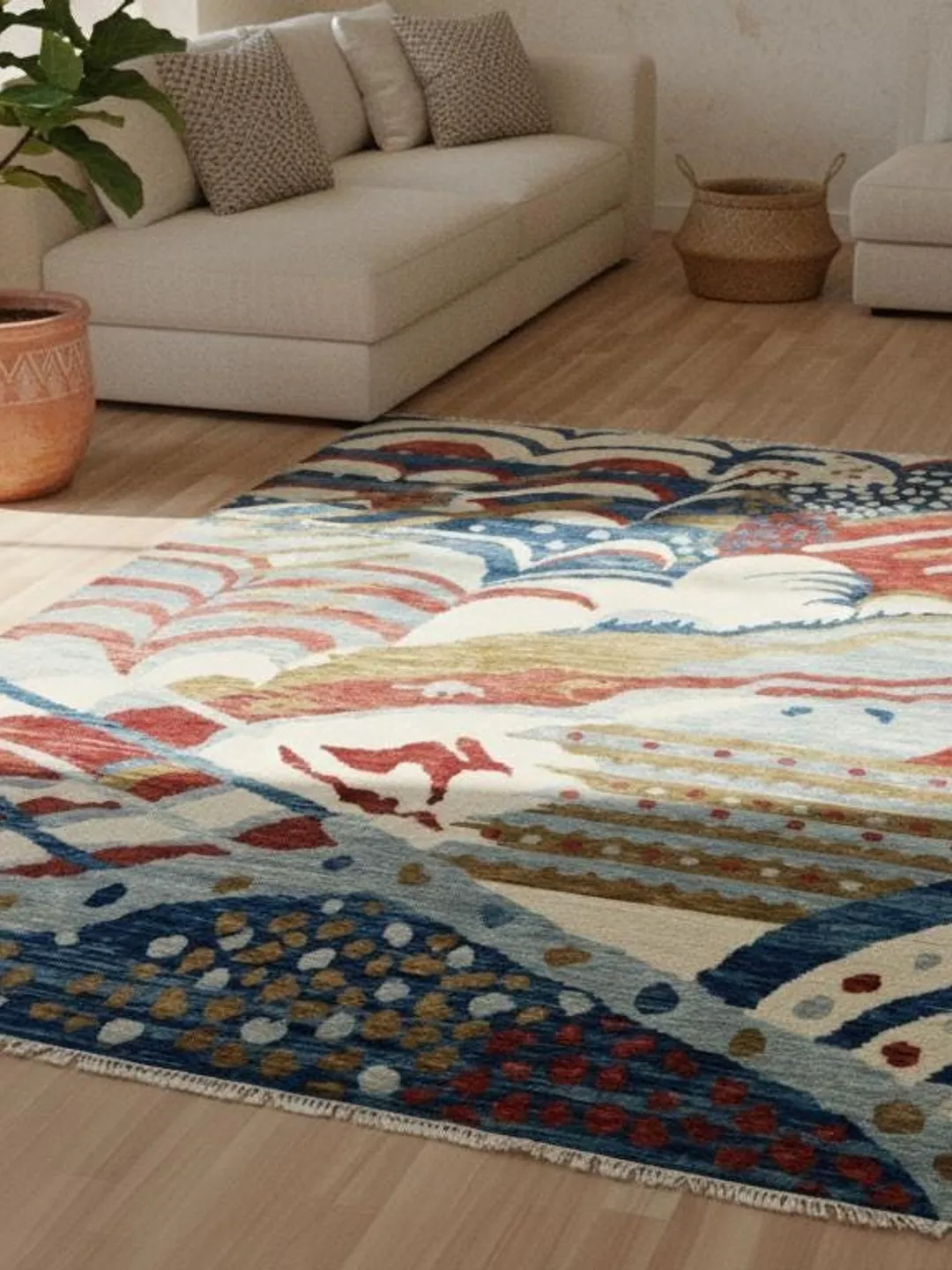 9x12 Vintage Hand Knotted colorful Wool Area Rug: 8x10 Modern Abstract ...