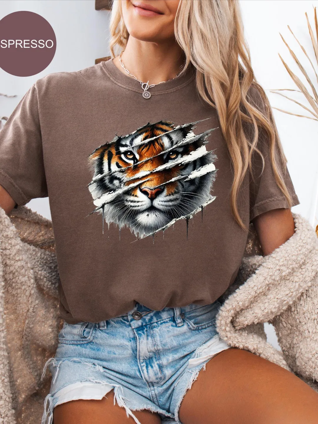 Comfort Colors® Retro Tiger Graphic Shirt: 90s Style Wild Cat Tee