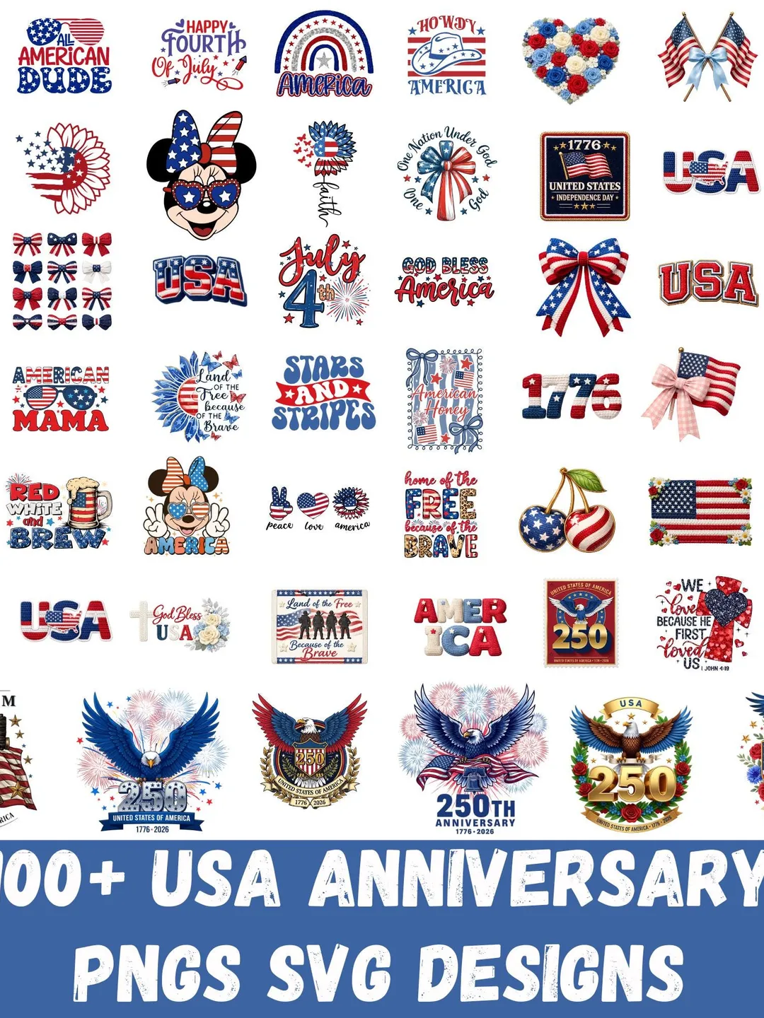 America 250 Clipart PNG SVG, USA 250th Anniversary Design, Patriotic ...