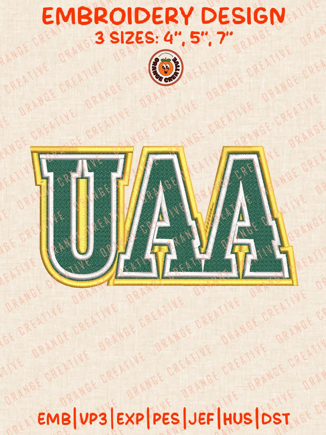 UAA Text Embroidery Design, NCAA Alaska Anchorage Seawolves Team Logo Embroidery Design, Machine Embroidery Design File, 4 Sizes, Custom Size, Digital Download
