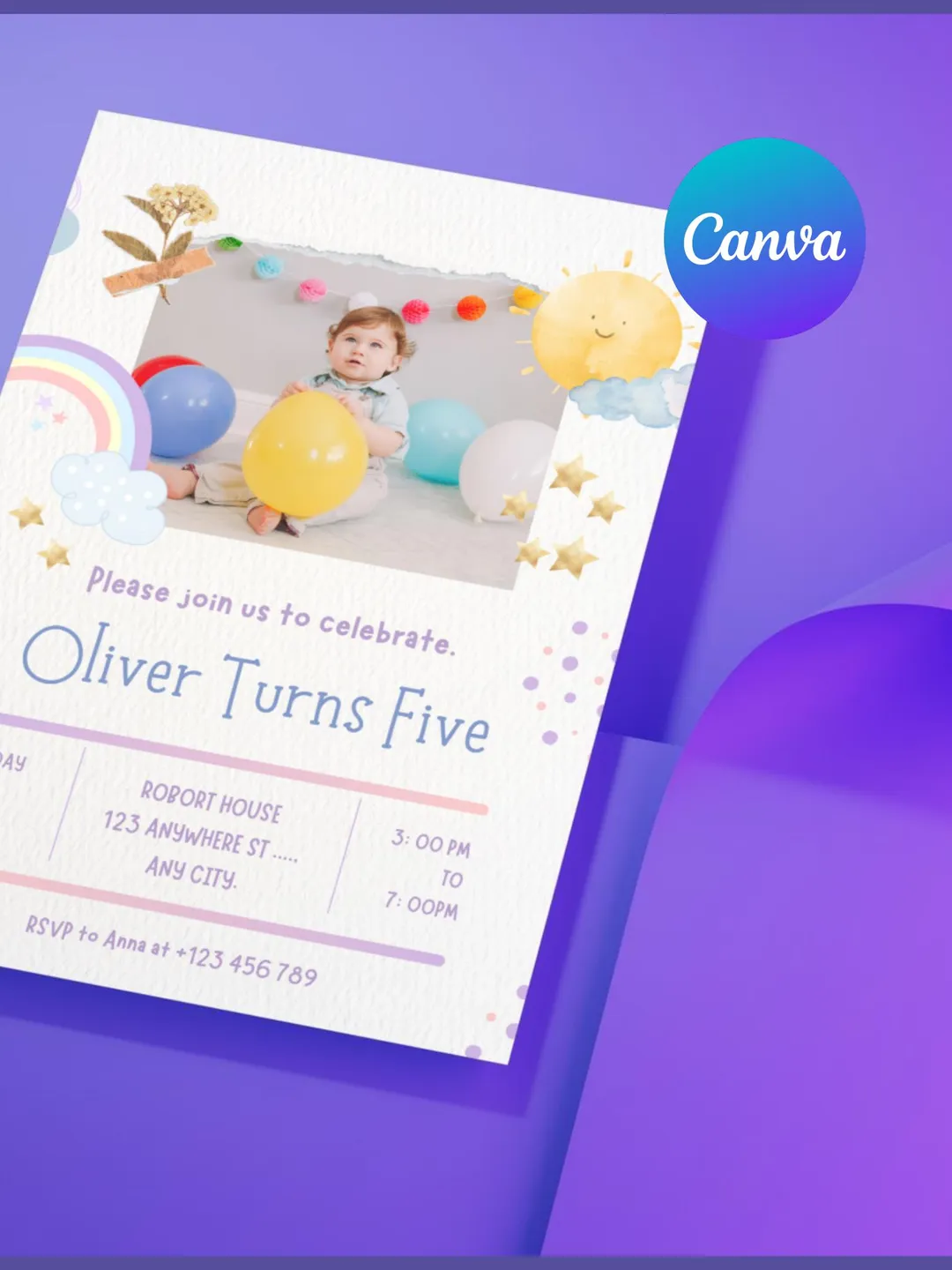 Fairy First Birthday Invitation, Pastel Floral, Editable Template (Digital Download)