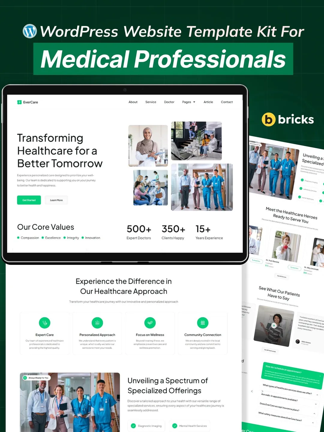 Medical Professionals WordPress Bricks Builder Landing Page | Doctor, Clinic & Healthcare Website Template