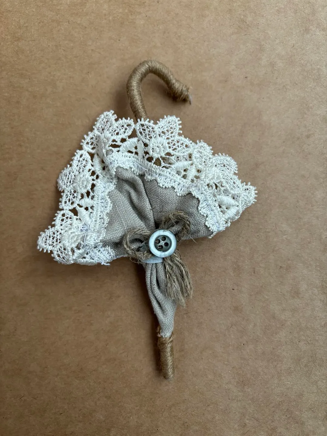Umbrella handmade linen brooch on a pin/women's accessories/women's jewellery/gift for her/Mather Day gifts/grandma gift