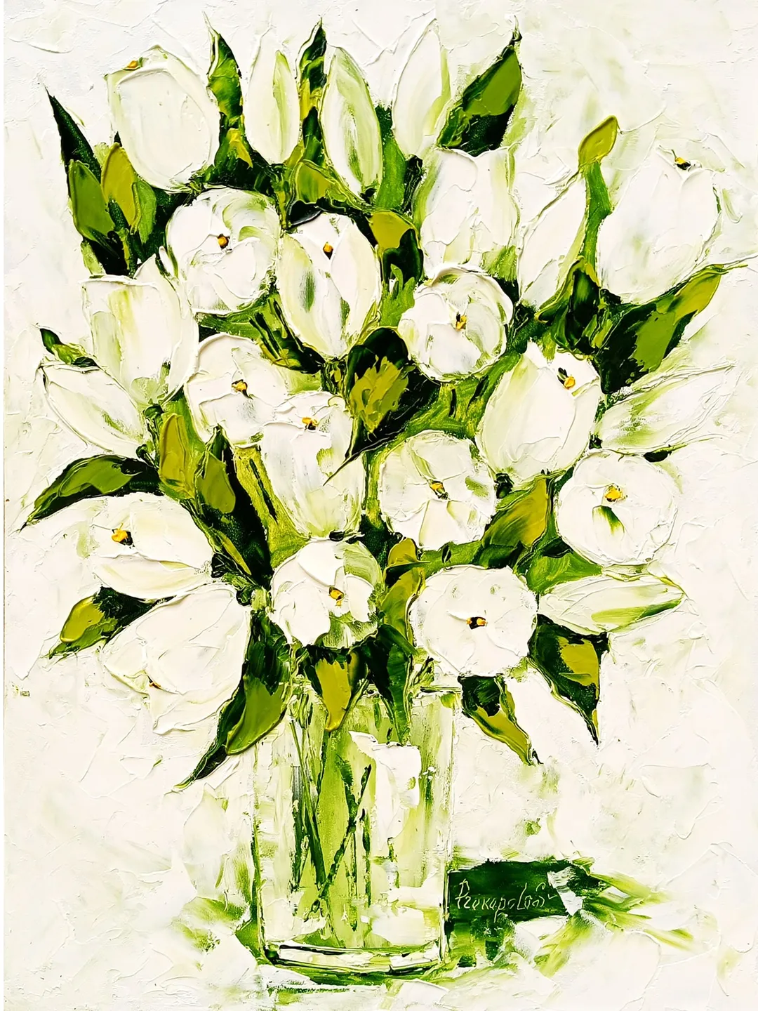 Tulip Painting Floral Original Art Flower oil painting original Impasto ...