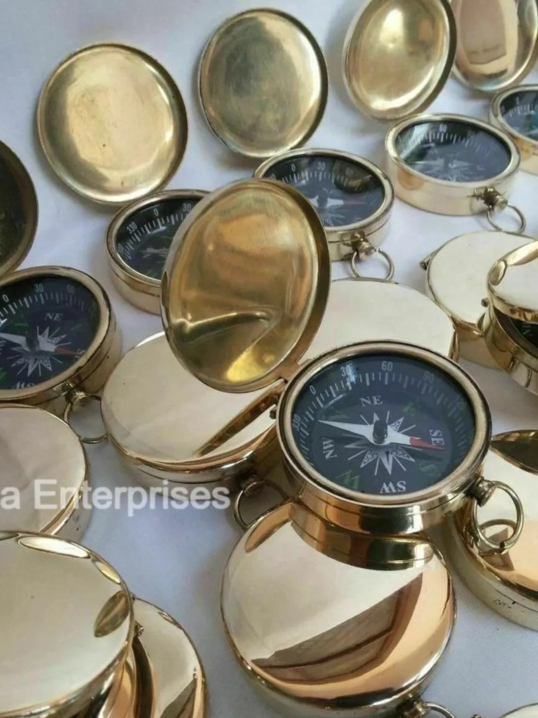 Bulk 20 Mini Brass Compass – Engravable Wedding Favors, Nautical Decor