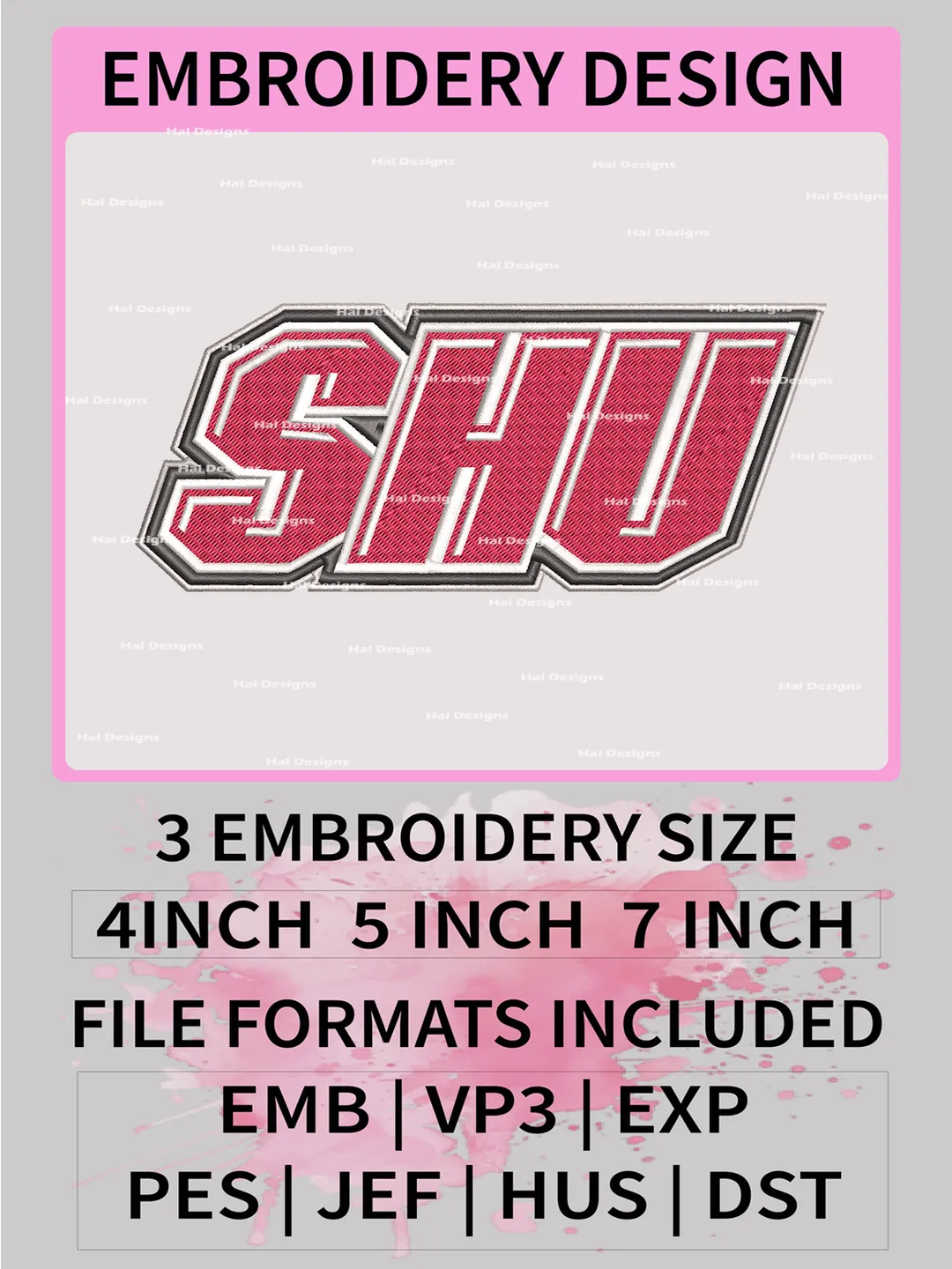 NCAA Sacred Heart Pioneers Embroidery File, 3 Sizes, 6 Formats, NCAA Machine Embroidery Design, NCAA Logo, NCAA Teams