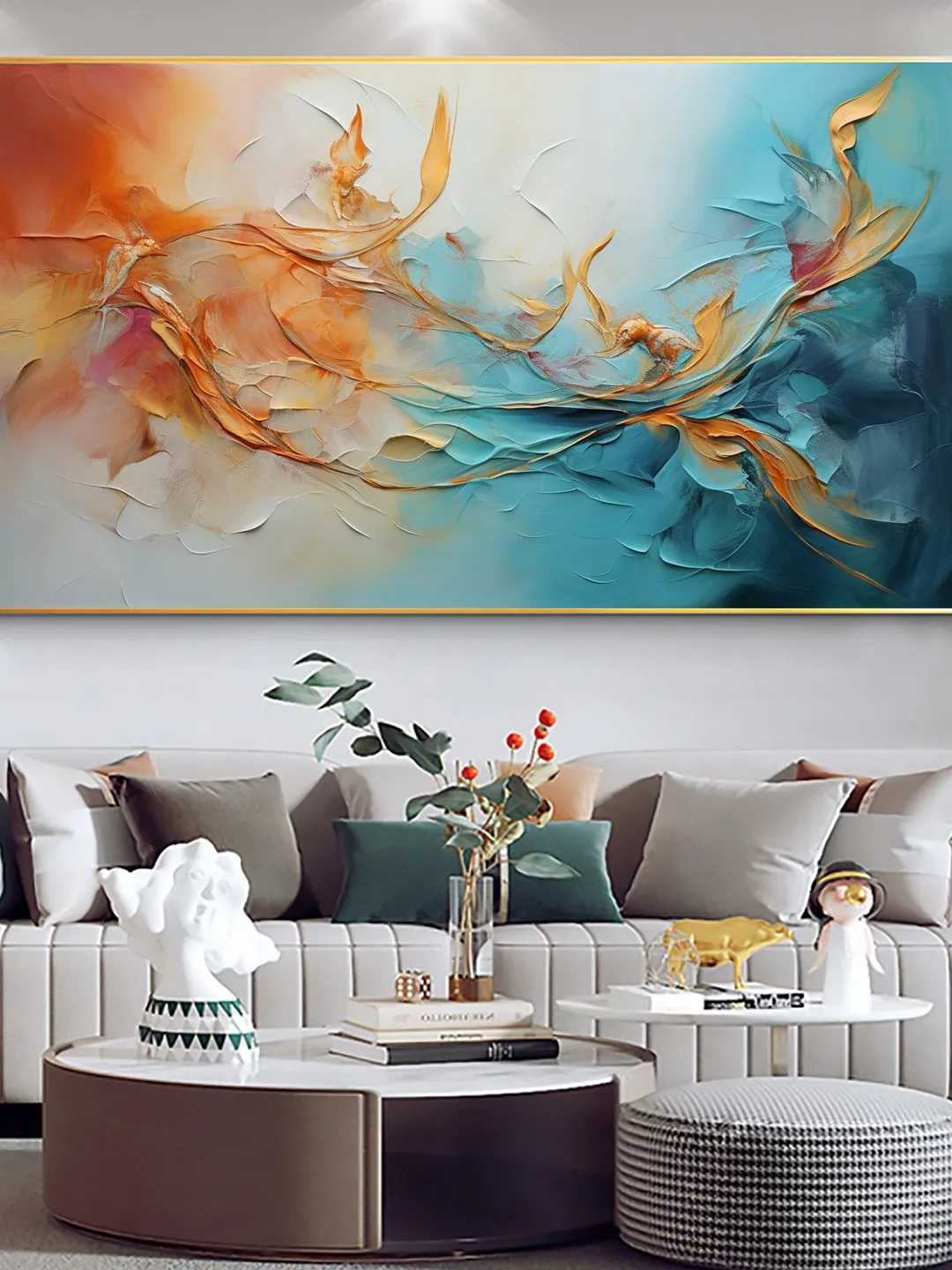 Original Framed Colorful Oil Painting On Canvas, Large Wall Art, Abstract Flowers Painting, Custom Painting, Living room Wall Art Home Decor