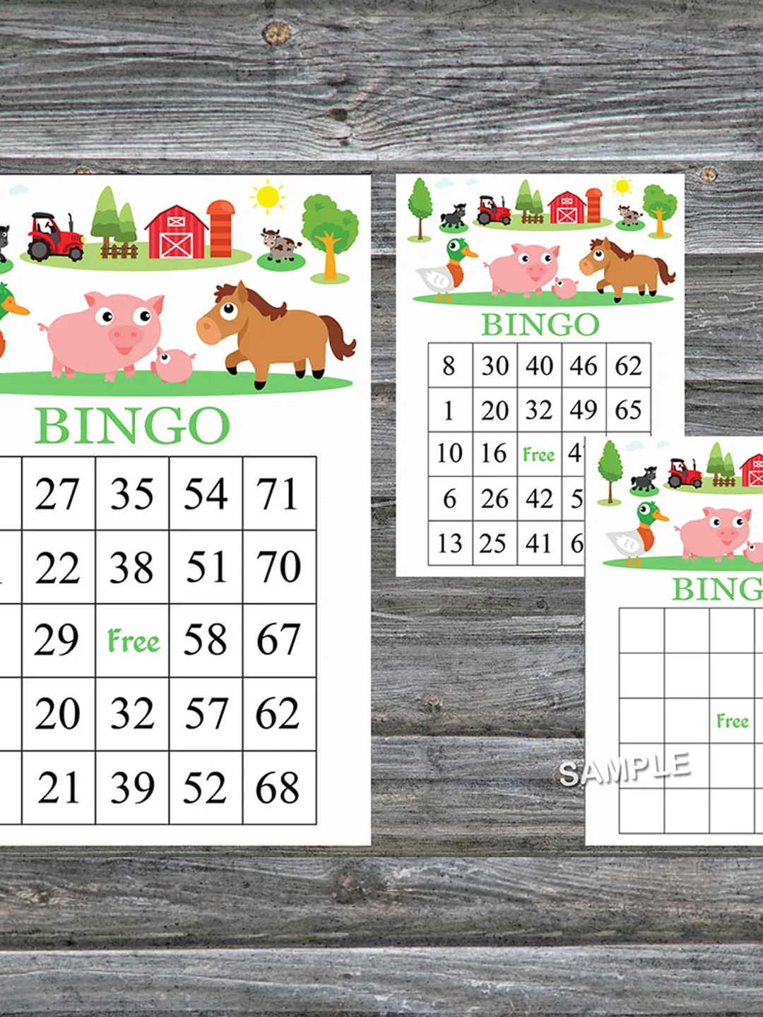 Barnyard bingo cards,Farm animals bingo game,Farm animals printable bingo cards,60 Bingo Cards,INSTANT DOWNLOAD--189