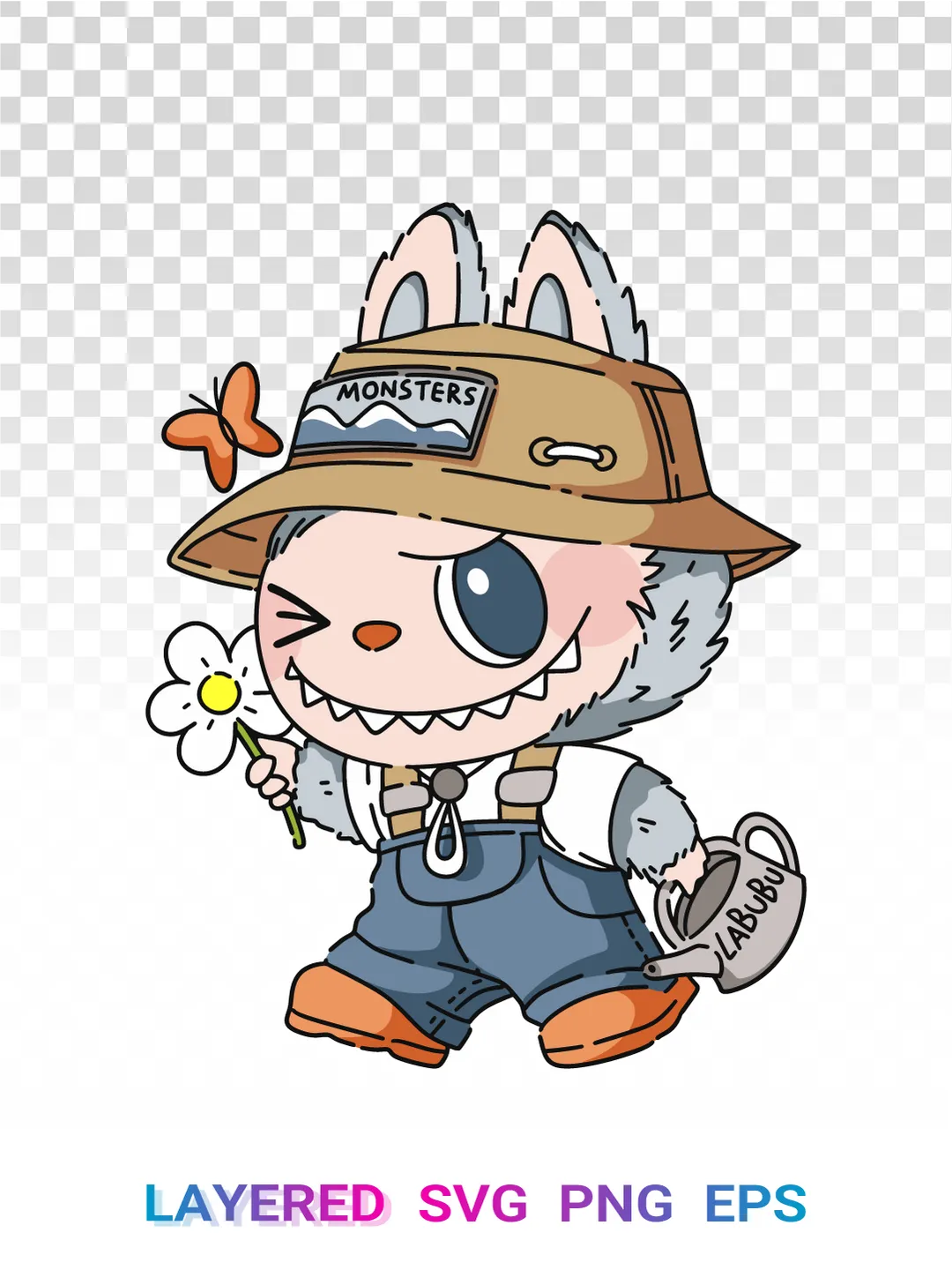 Winter Labubu SVG PNG, Pink Bunny Labubu Christmas Clipart