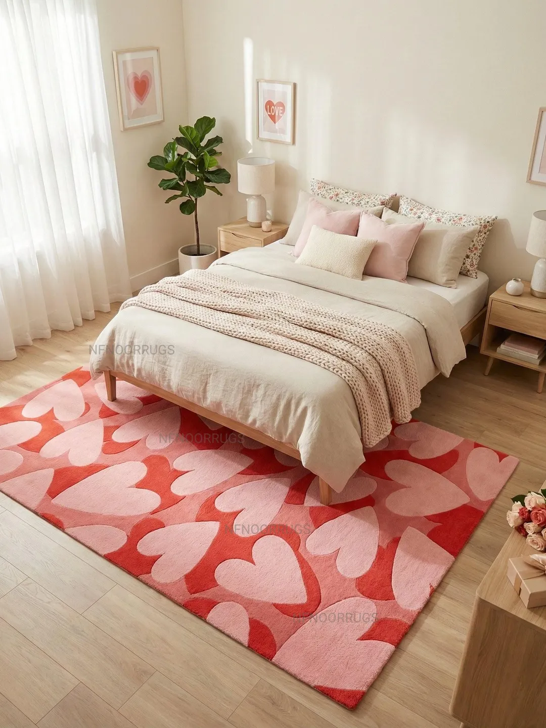 Handmade Heart Rug | Romantic Bedroom Decor, Anniversary Gift